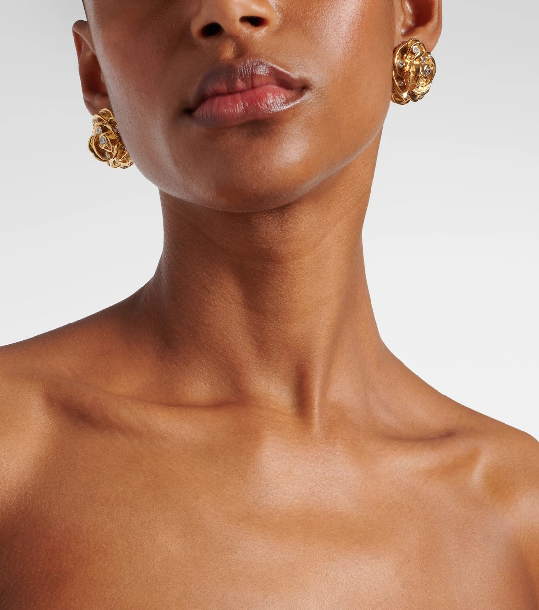 Magda Butrym - Floral embellished gold-plated earrings