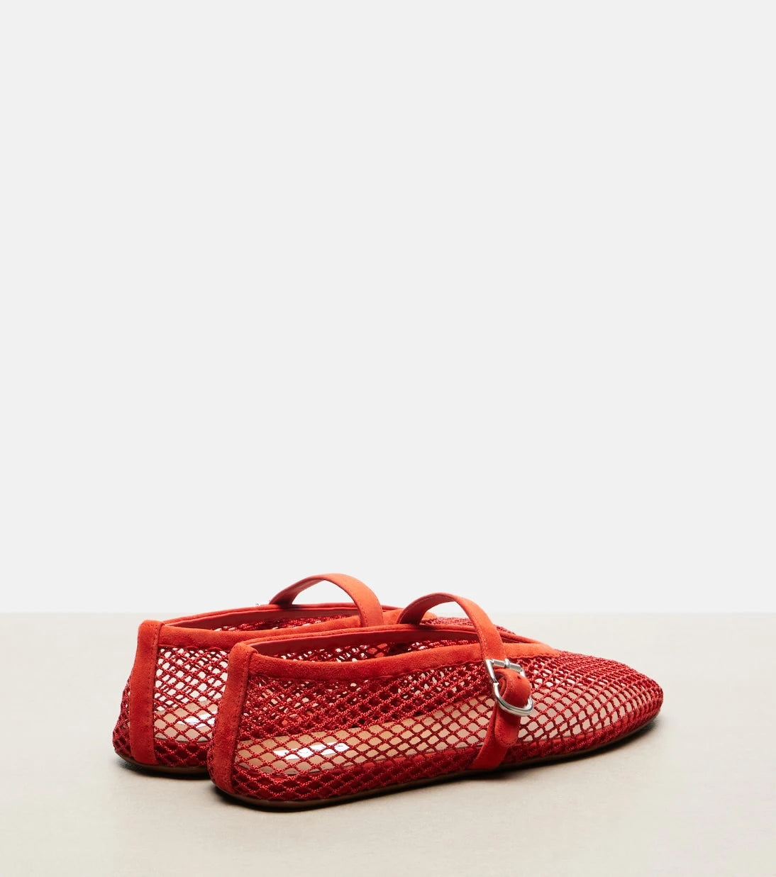 Alaïa - Suede-trimmed fishnet ballet flats