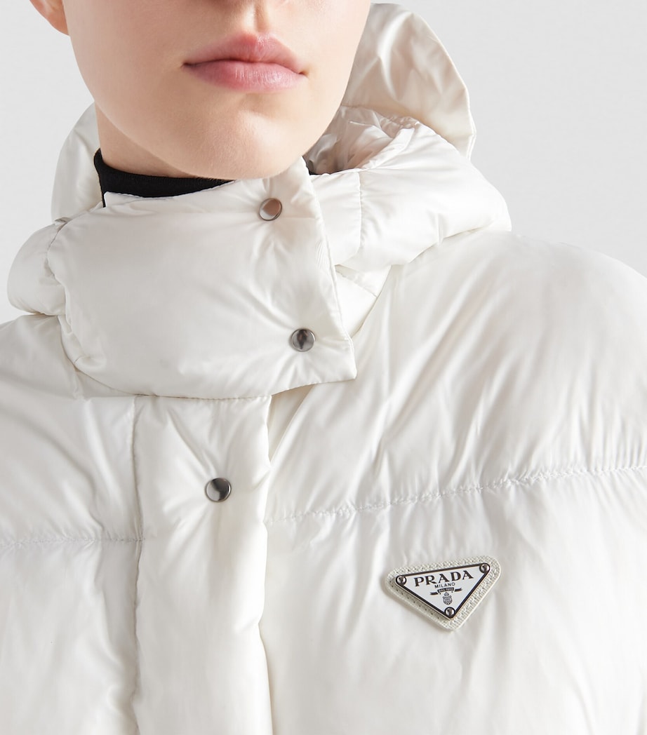Prada White Crop Re-Nylon Puffer Jacket