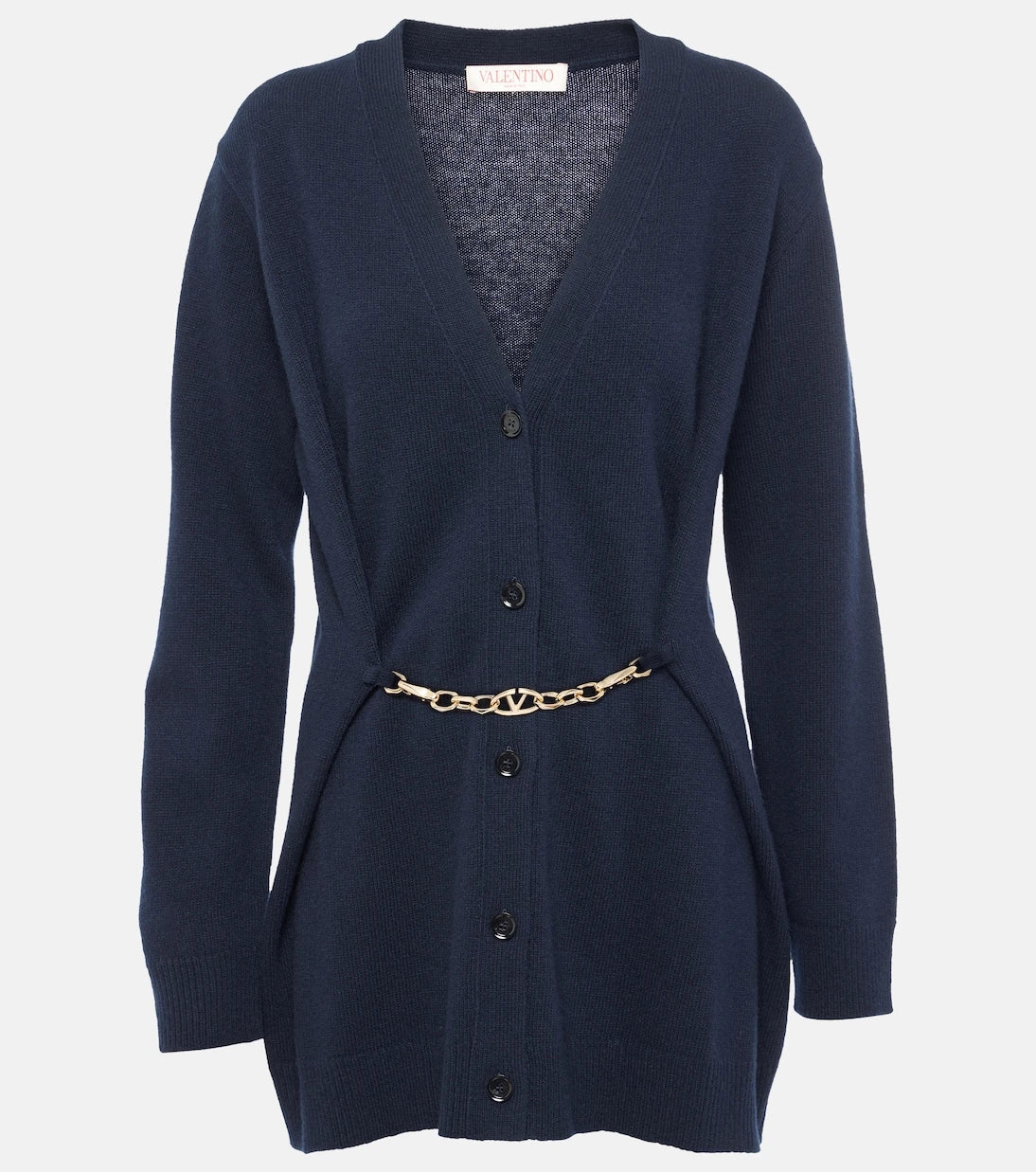 Valentino - Chain-detail virgin wool cardigan