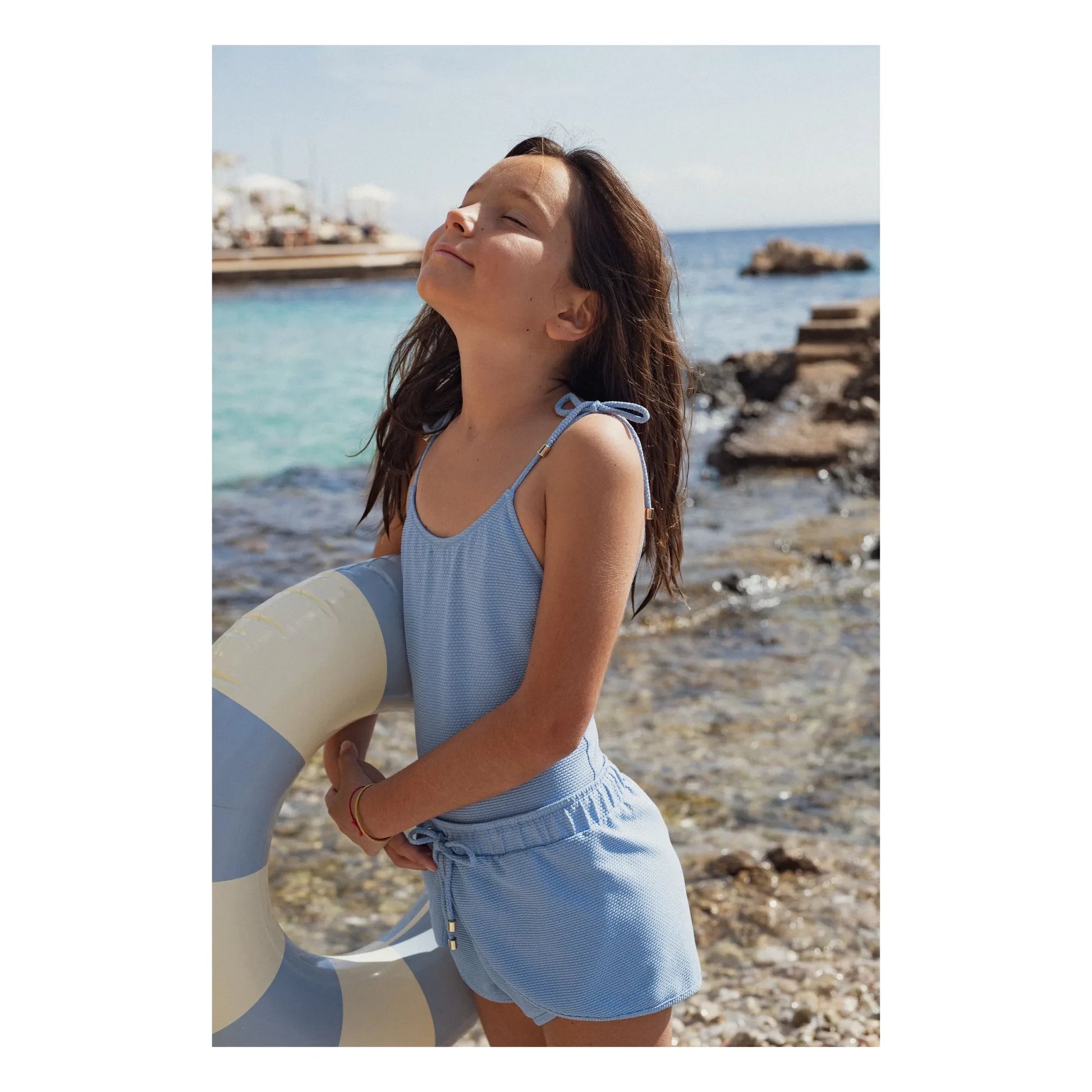 Lison Paris - Bahamas Metallic Swim Shorts | Light blue