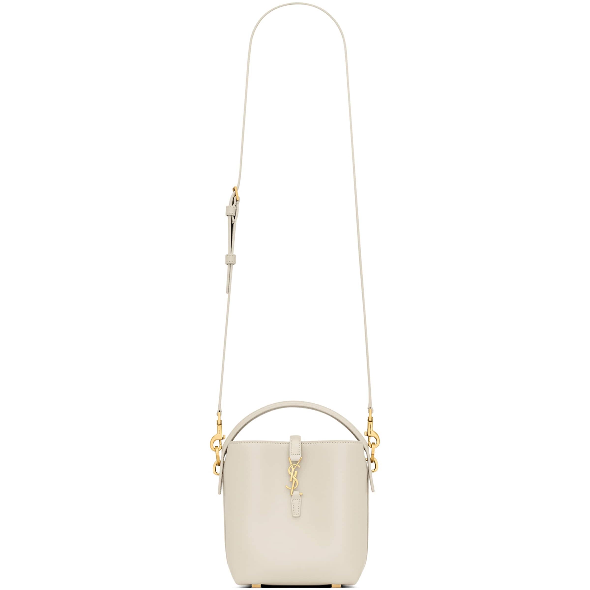 Saint Laurent White Mini Leather Le 37 Bucket Bag
