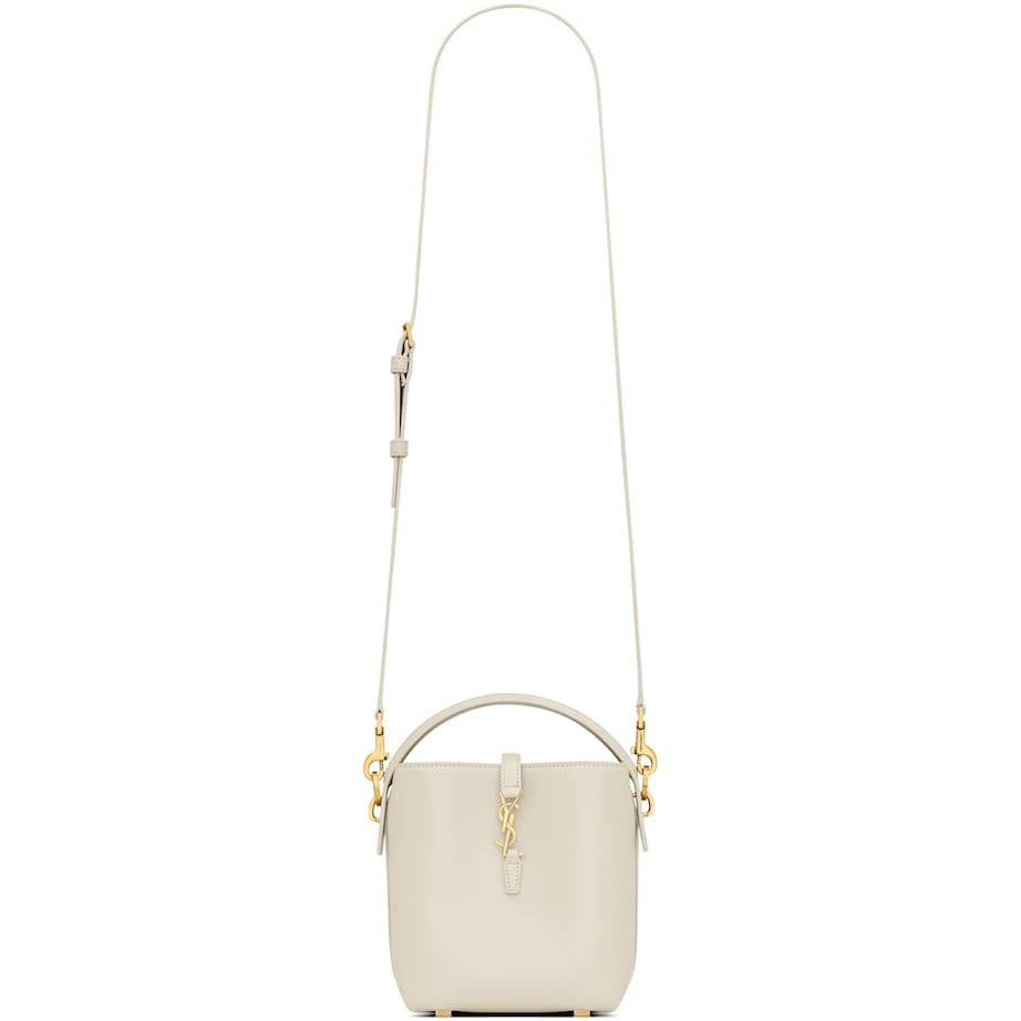 Saint Laurent White Mini Leather Le 37 Bucket Bag