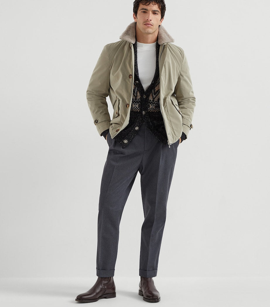 Brunello Cucinelli Brown Water-Resistant Detachable Collar Jacket