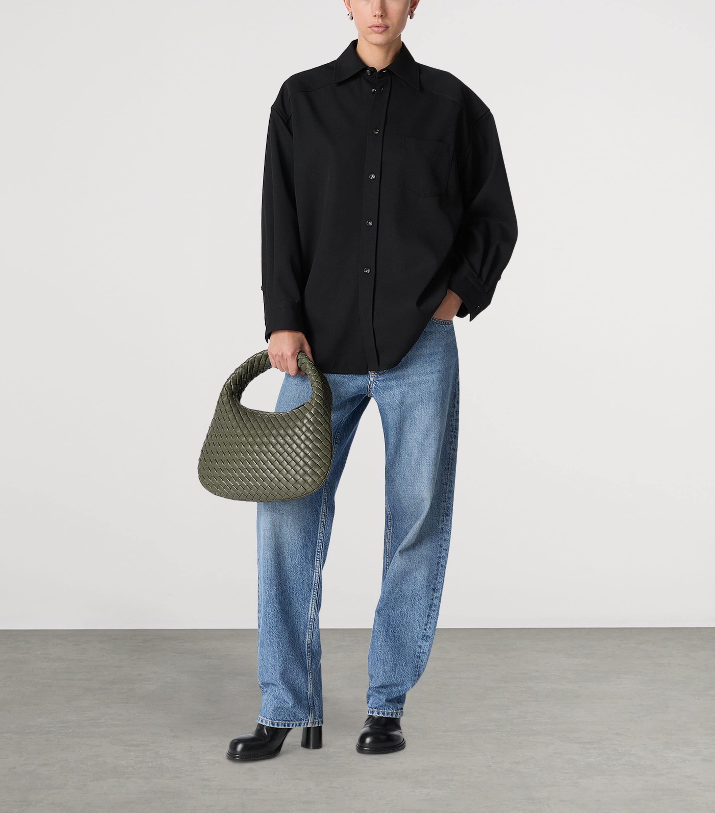 Bottega Veneta Small Leather Intrecciato Veneta Shoulder Bag