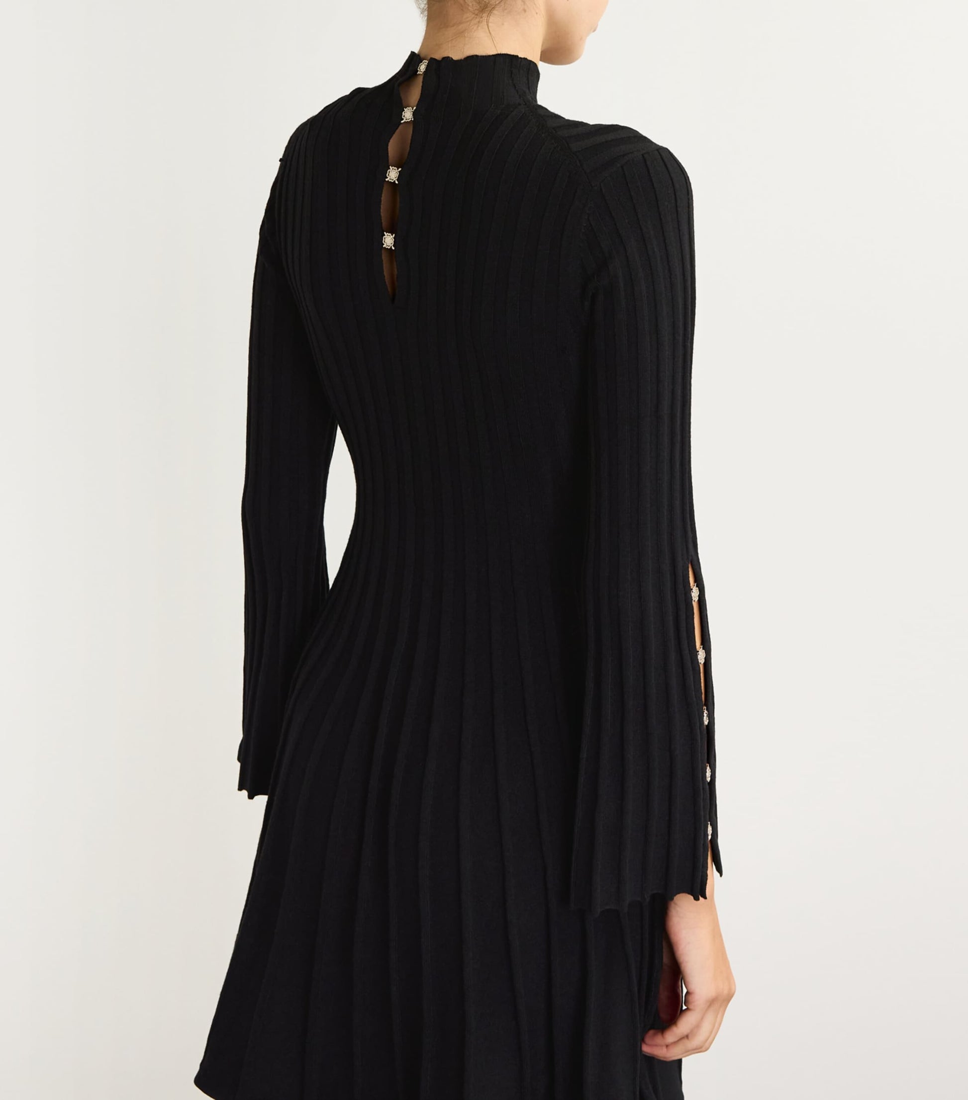 Maje Black High-Neck Knitted Mini Dress