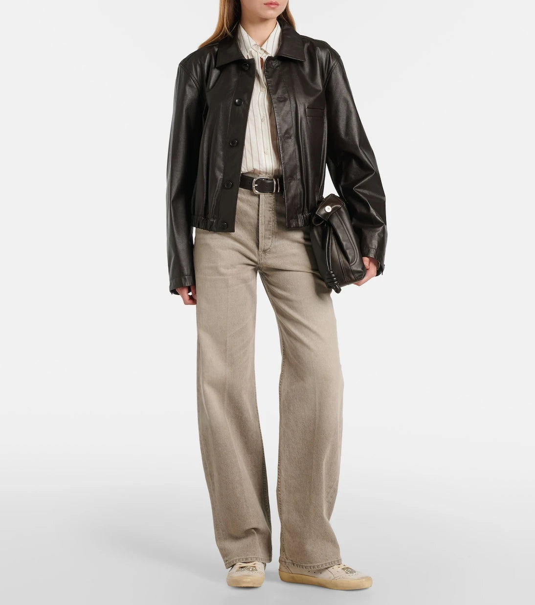 Golden Goose - حذاء سنيكرز "Mid Star" عالي الرقبة من الشامواه والمزين بالزخارف