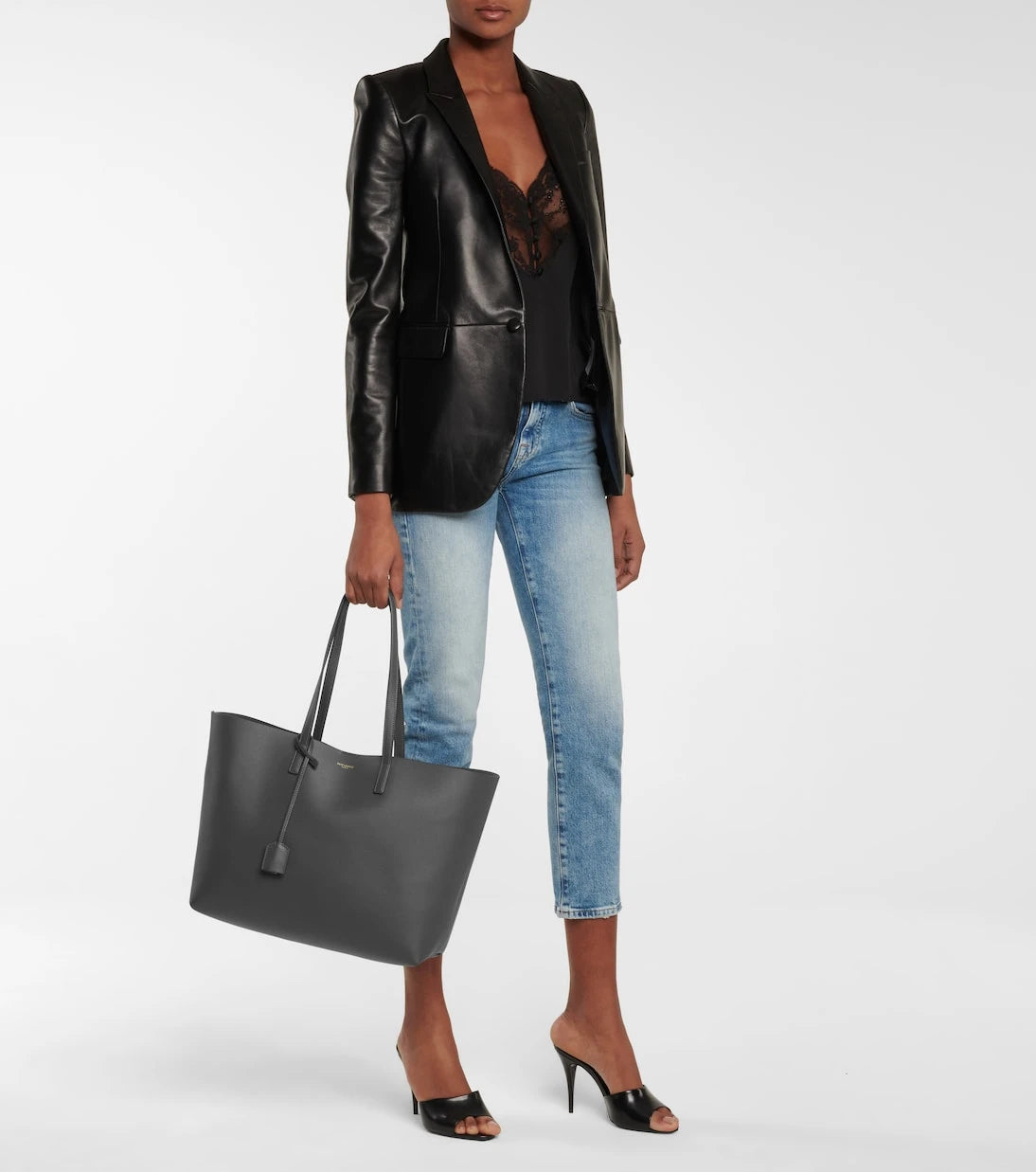 Saint Laurent - Shopping E/W leather tote