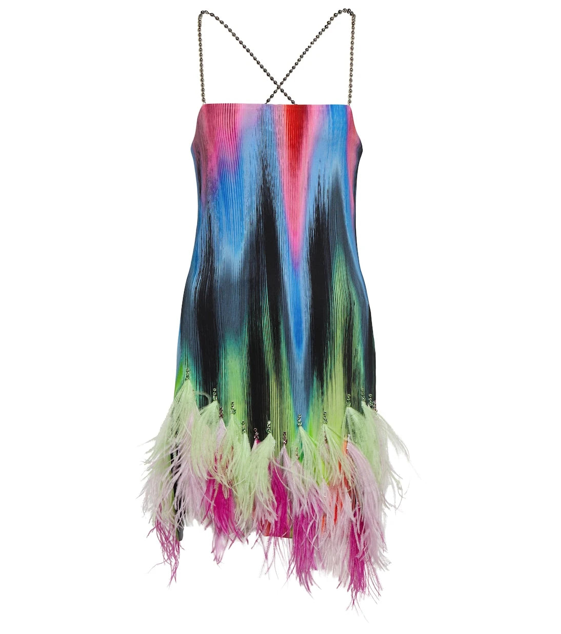 The Attico - Fujiko feather-trimmed printed minidress