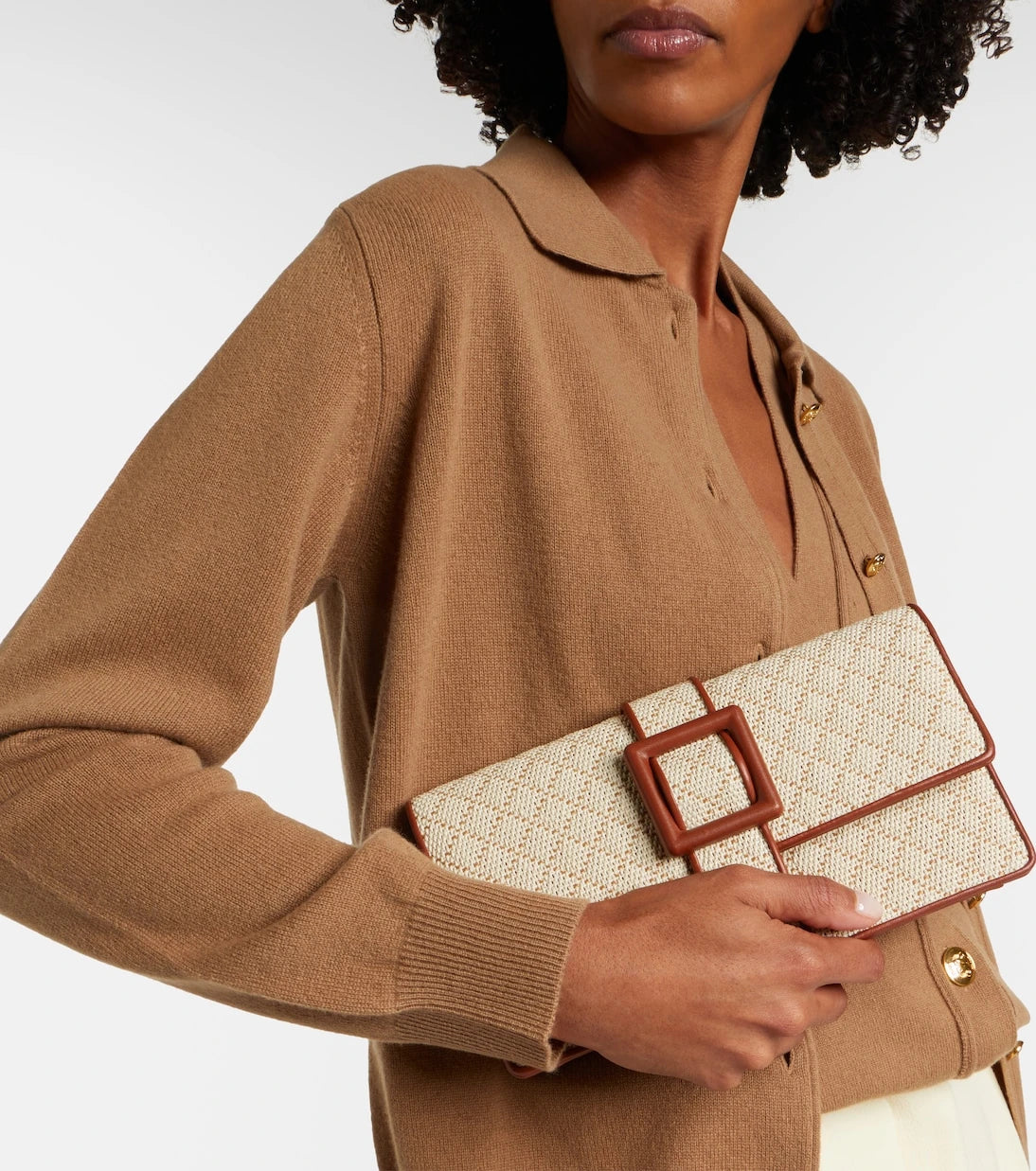 Manolo Blahnik - Maycap raffia-effect clutch
