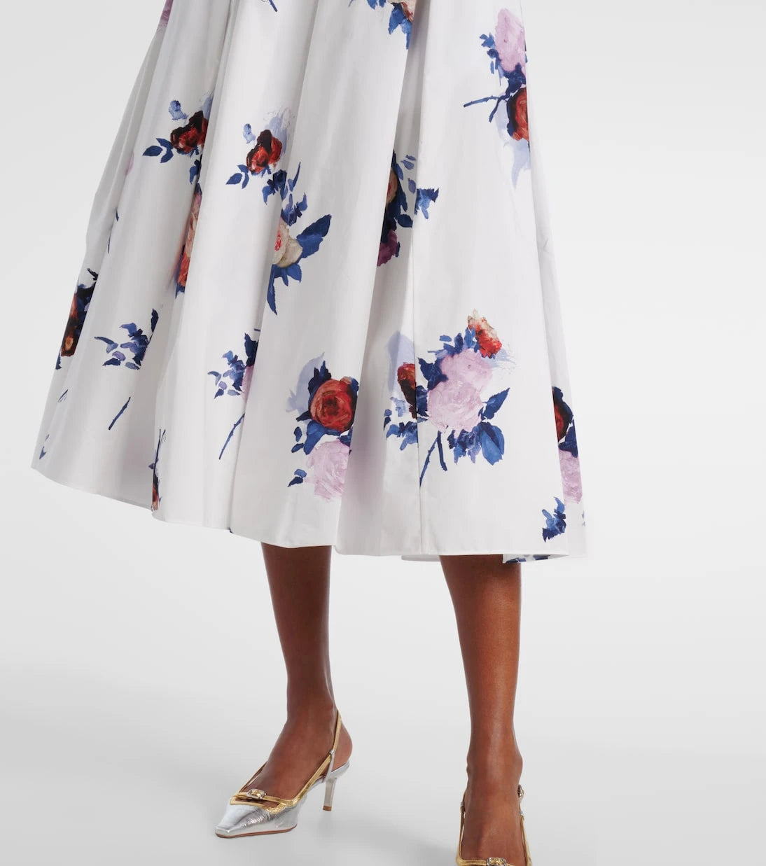 Erdem - Floral cotton poplin midi skirt