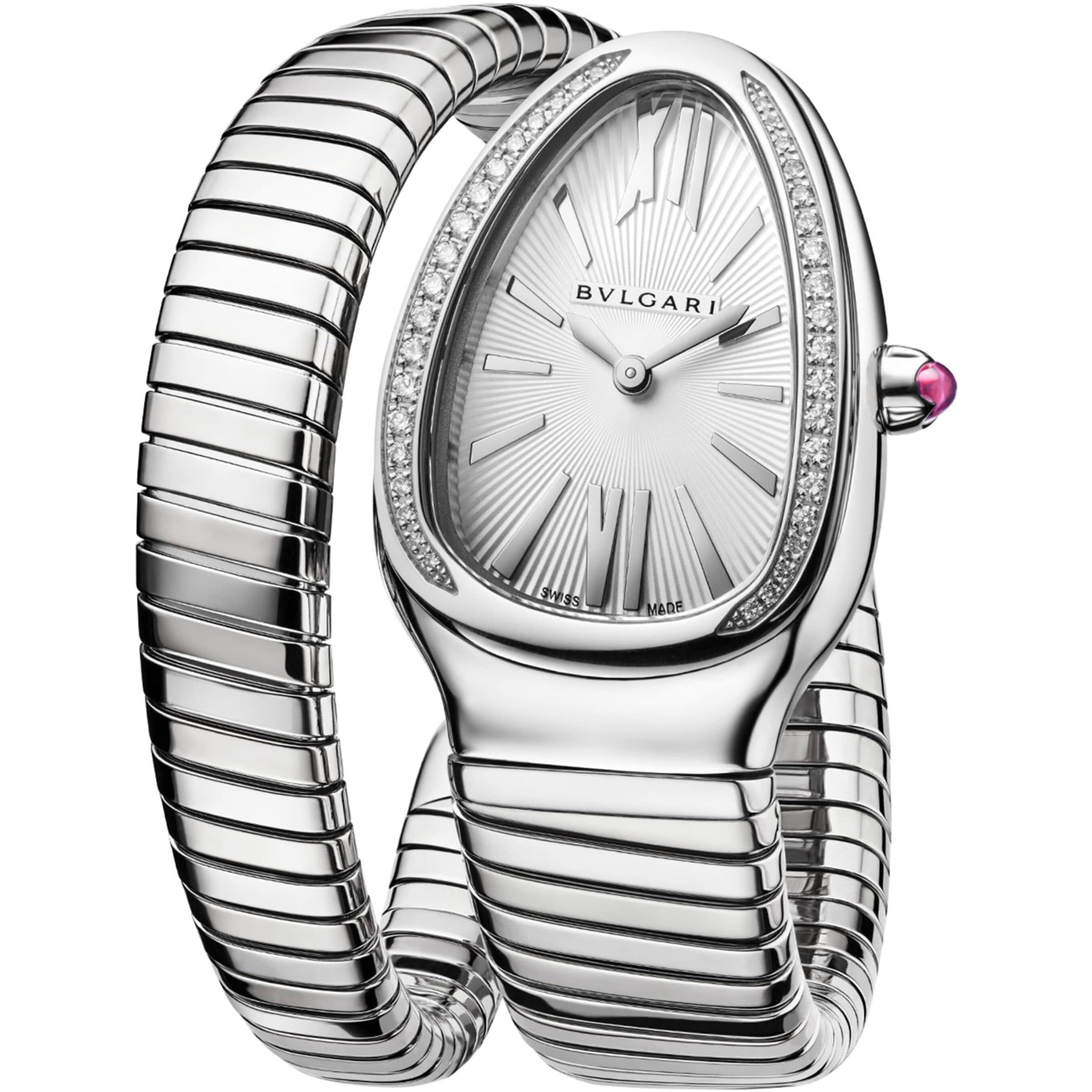 Stainless Steel and Diamond Serpenti Tubogas Watch 35mm