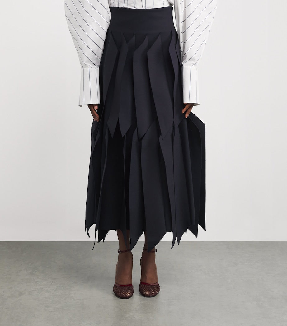 A.W.A.K.E. Mode Navy Ruffled Midi Skirt