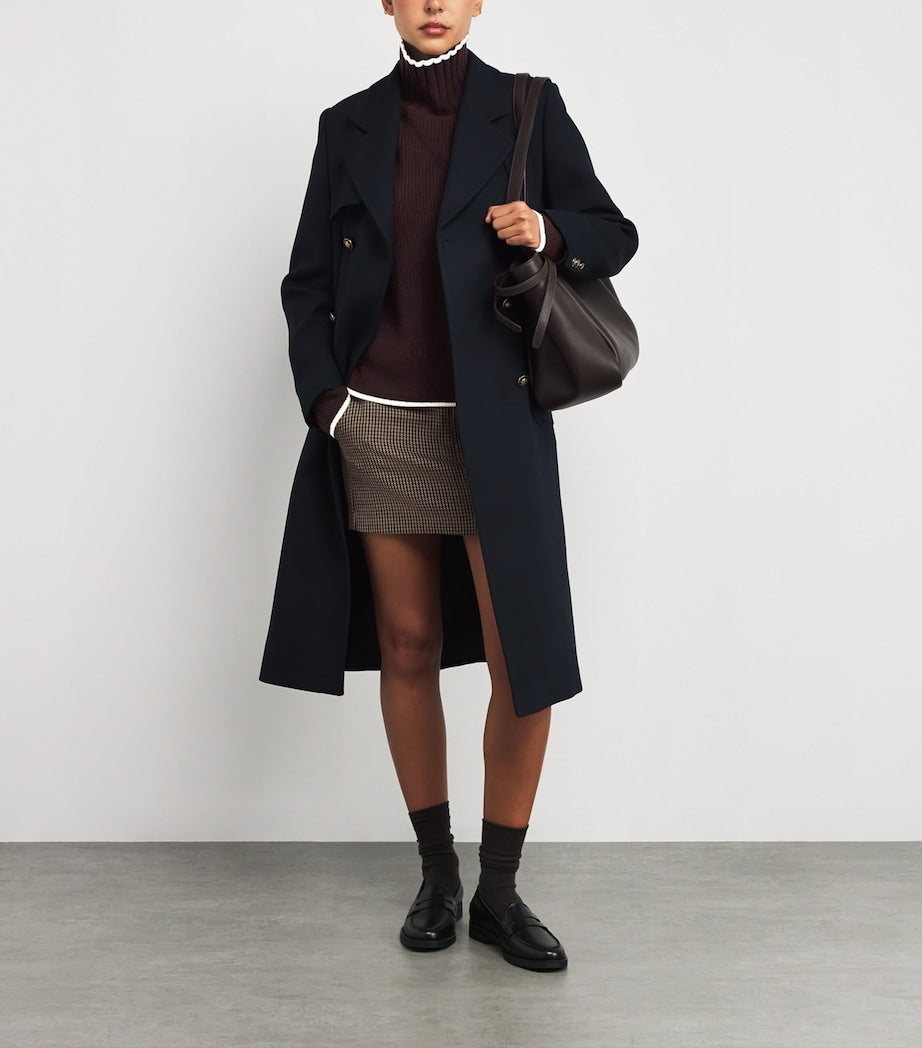 Brown Wool-Cashmere High-Neck Sweater