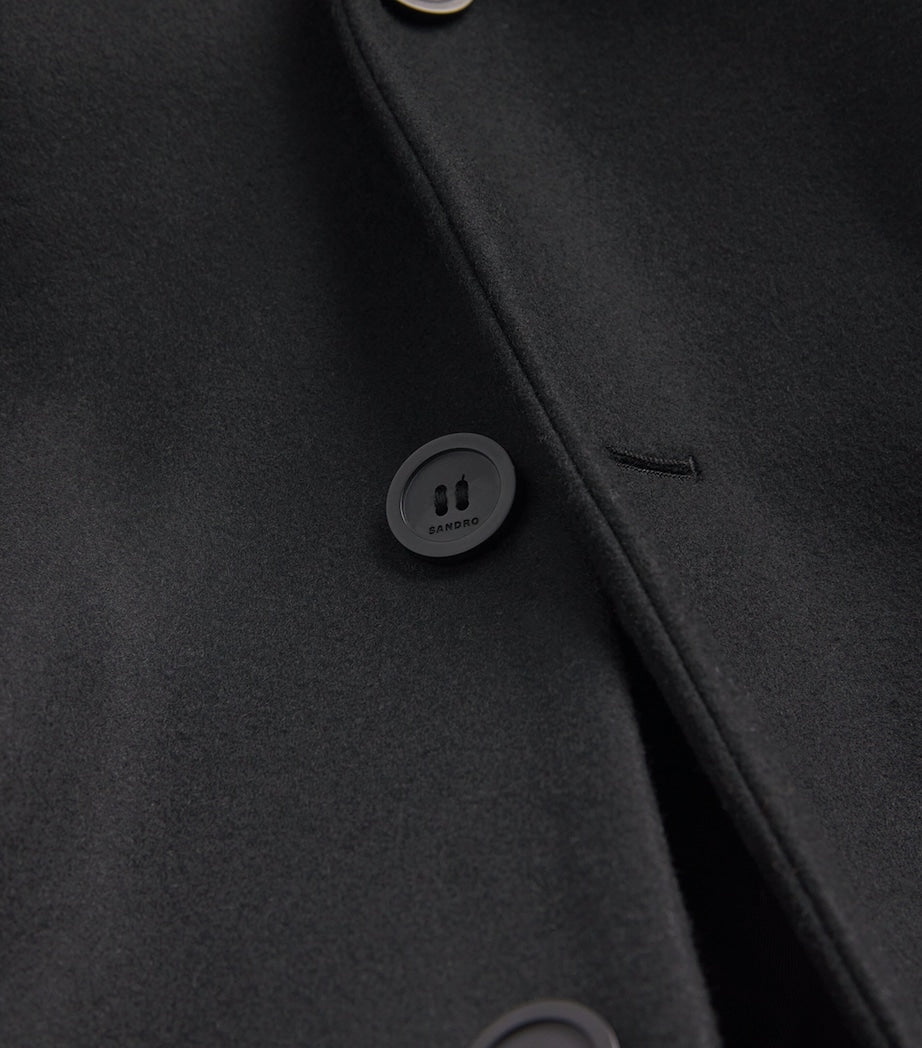 Black Wool-Blend Overcoat