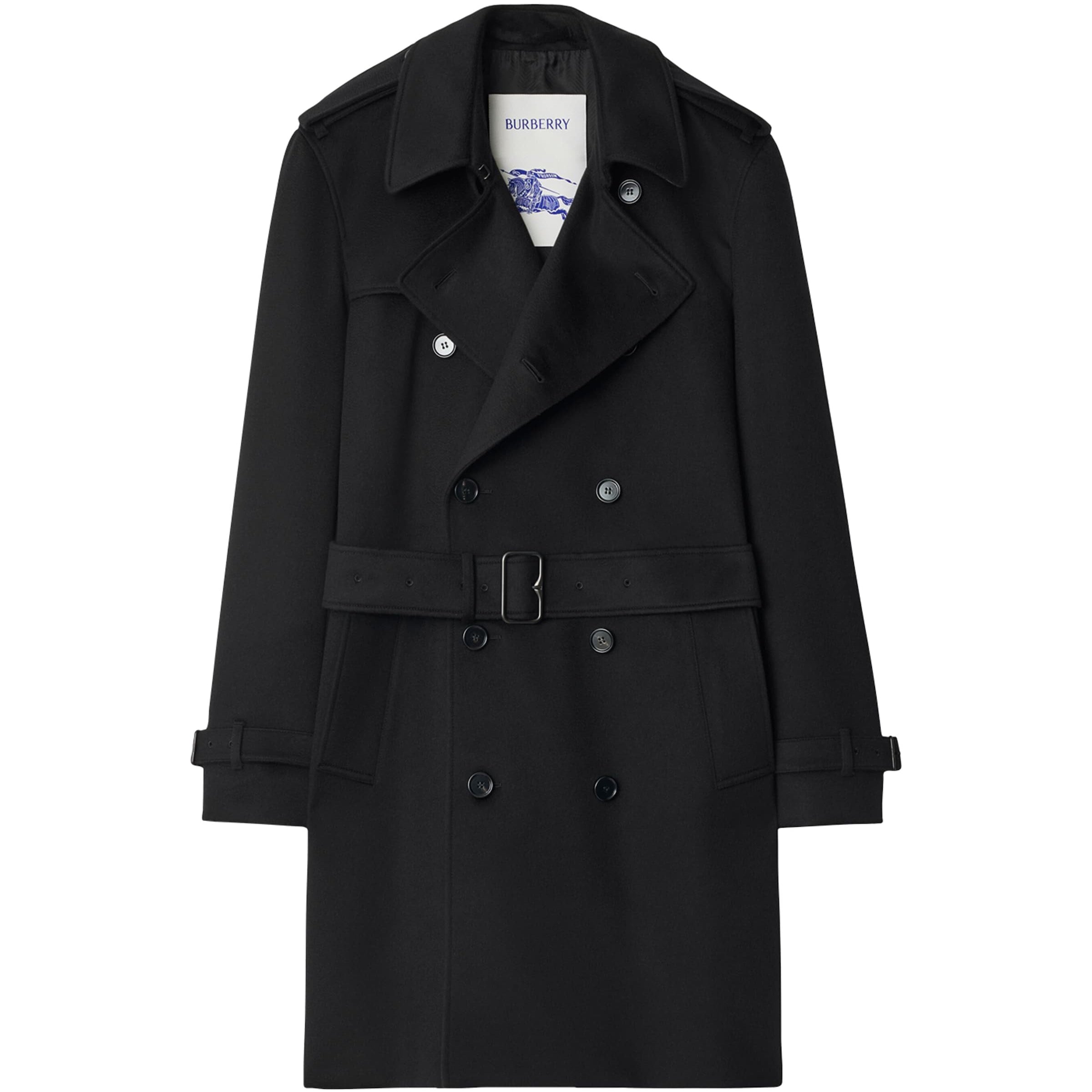 Black Cashmere Mid-Length Trench Coat