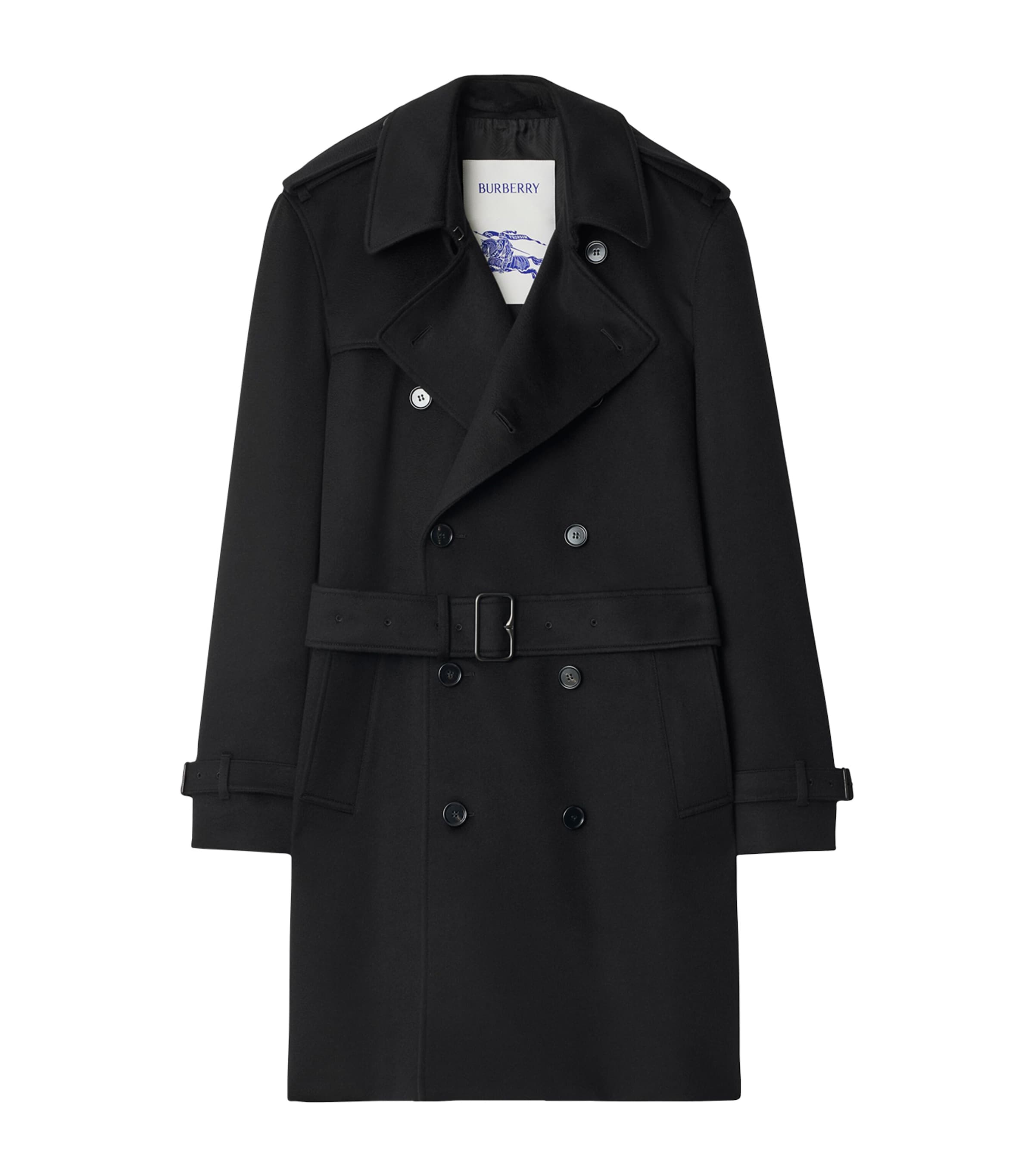 Black Cashmere Mid-Length Trench Coat