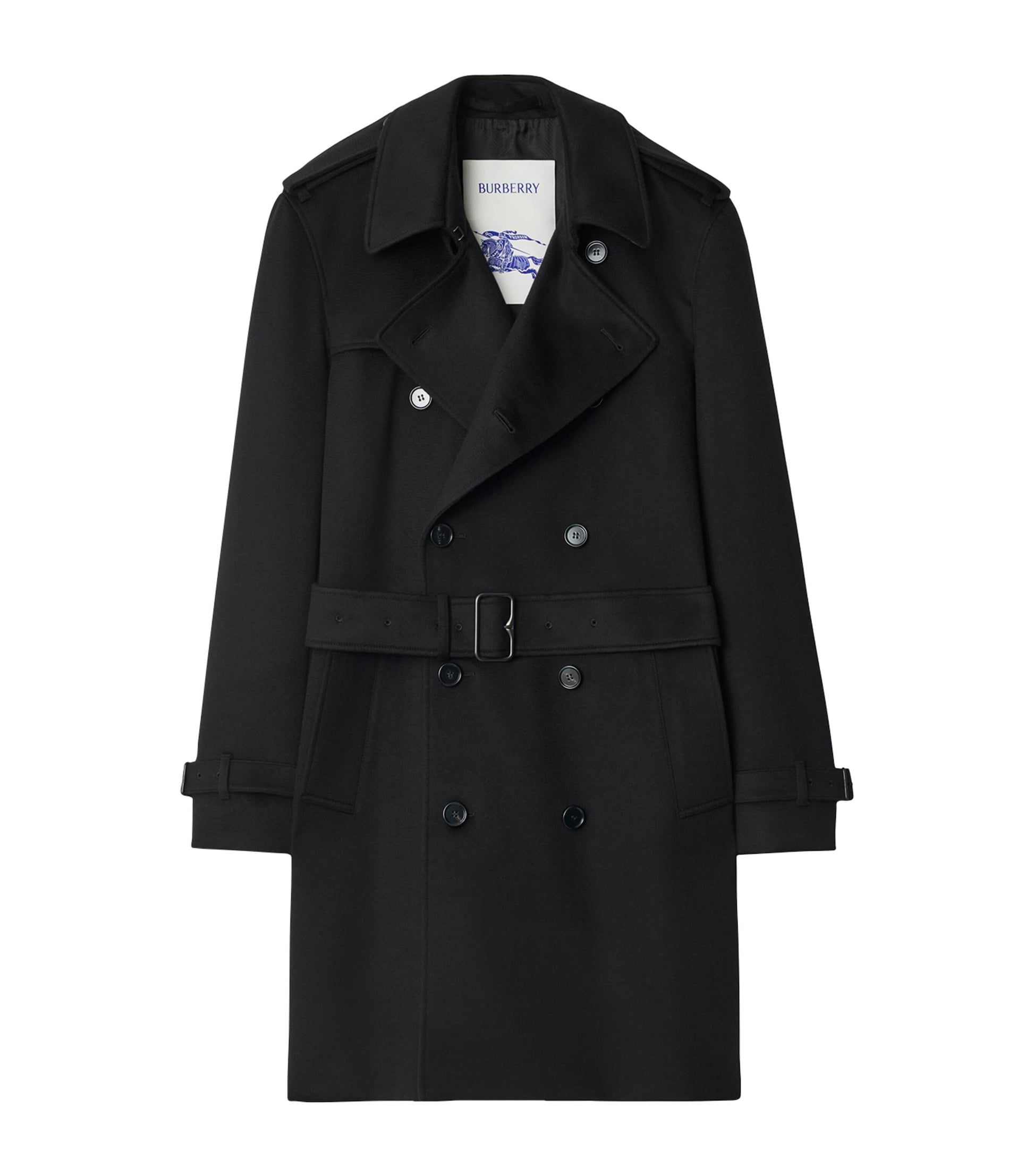 Black Cashmere Mid-Length Trench Coat