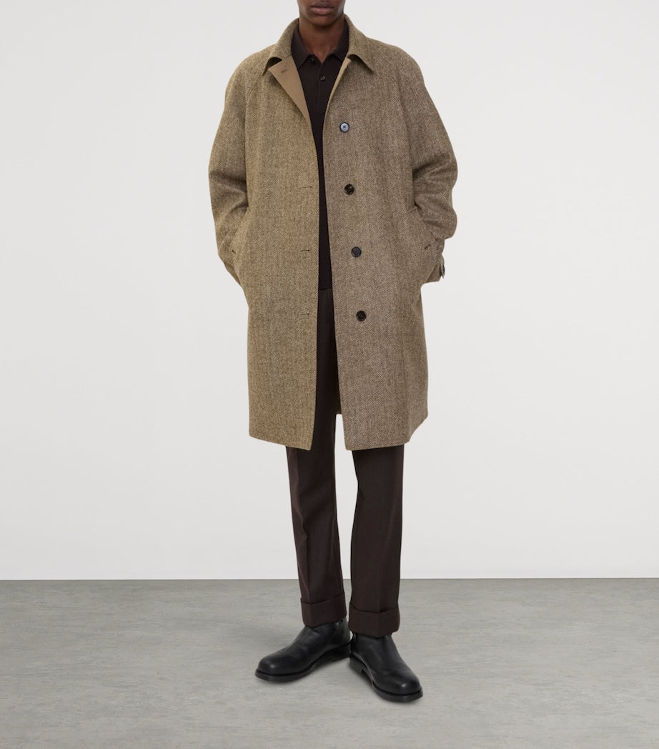 Brown Cotton-Wool Reversible Dual Long Car Coat