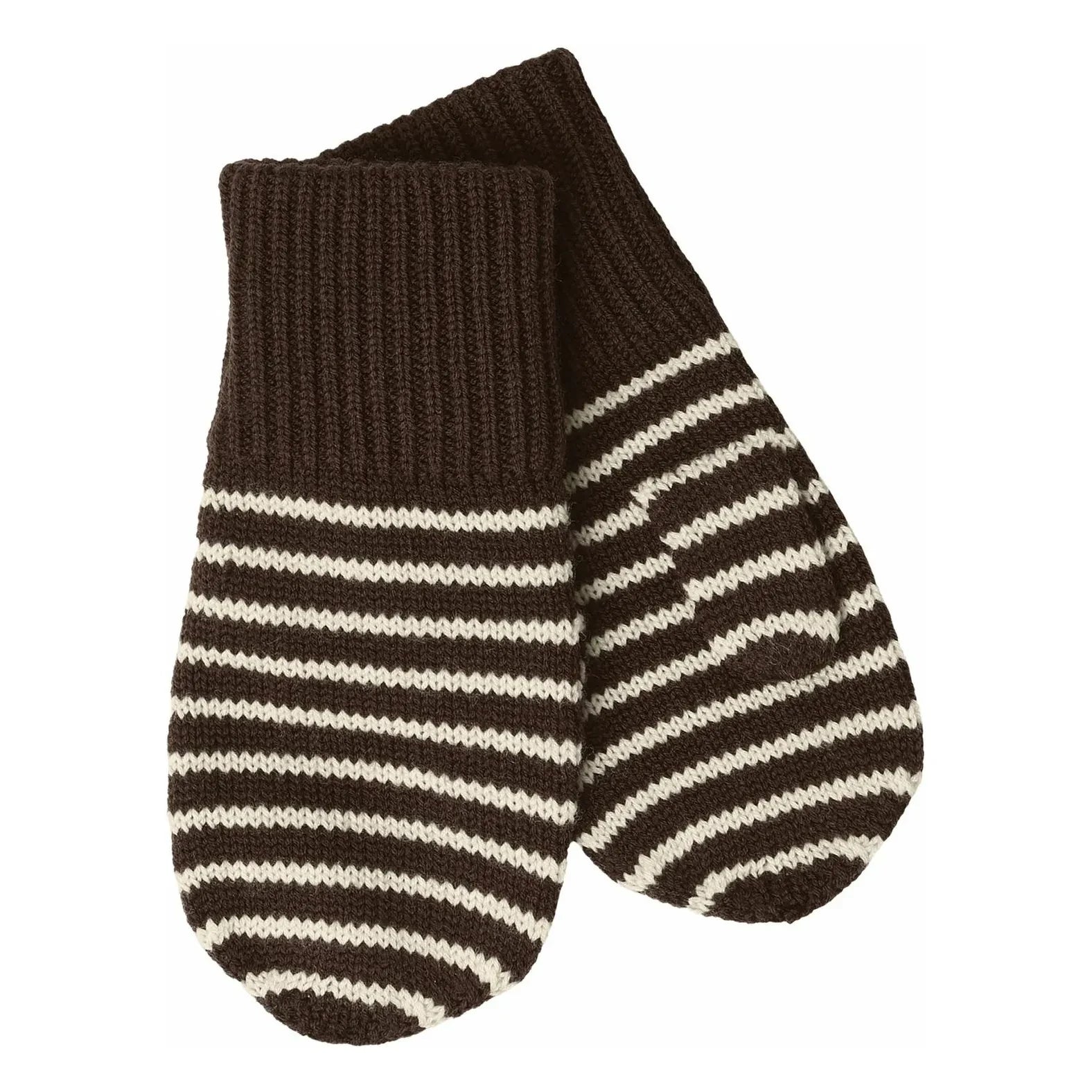 FUB - Striped Merino Wool Mittens | Brown