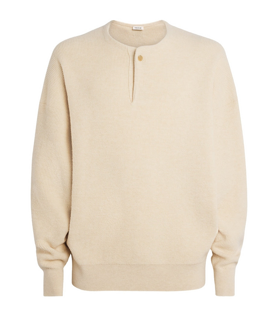 Virgin Wool Henley Sweater