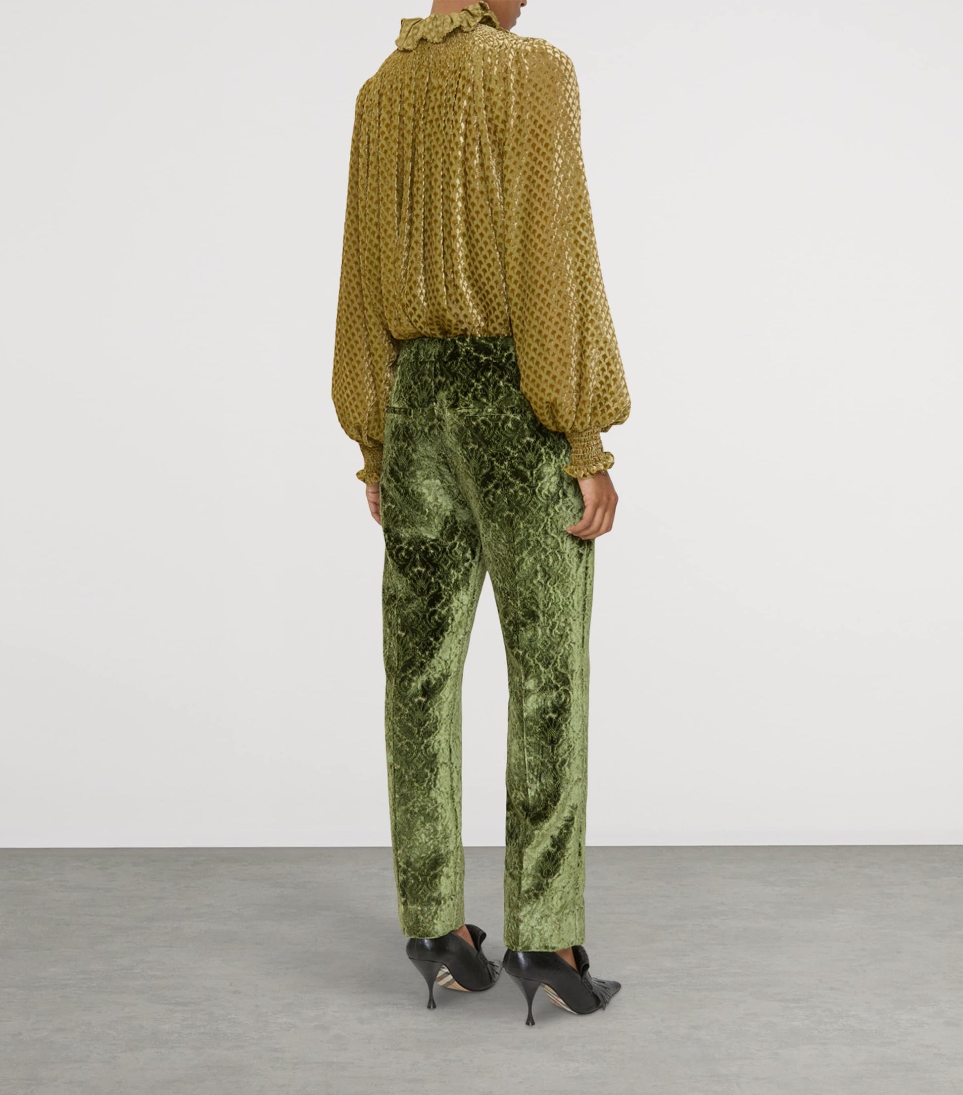Burberry Green Baroque Velvet Tailored Trousers
