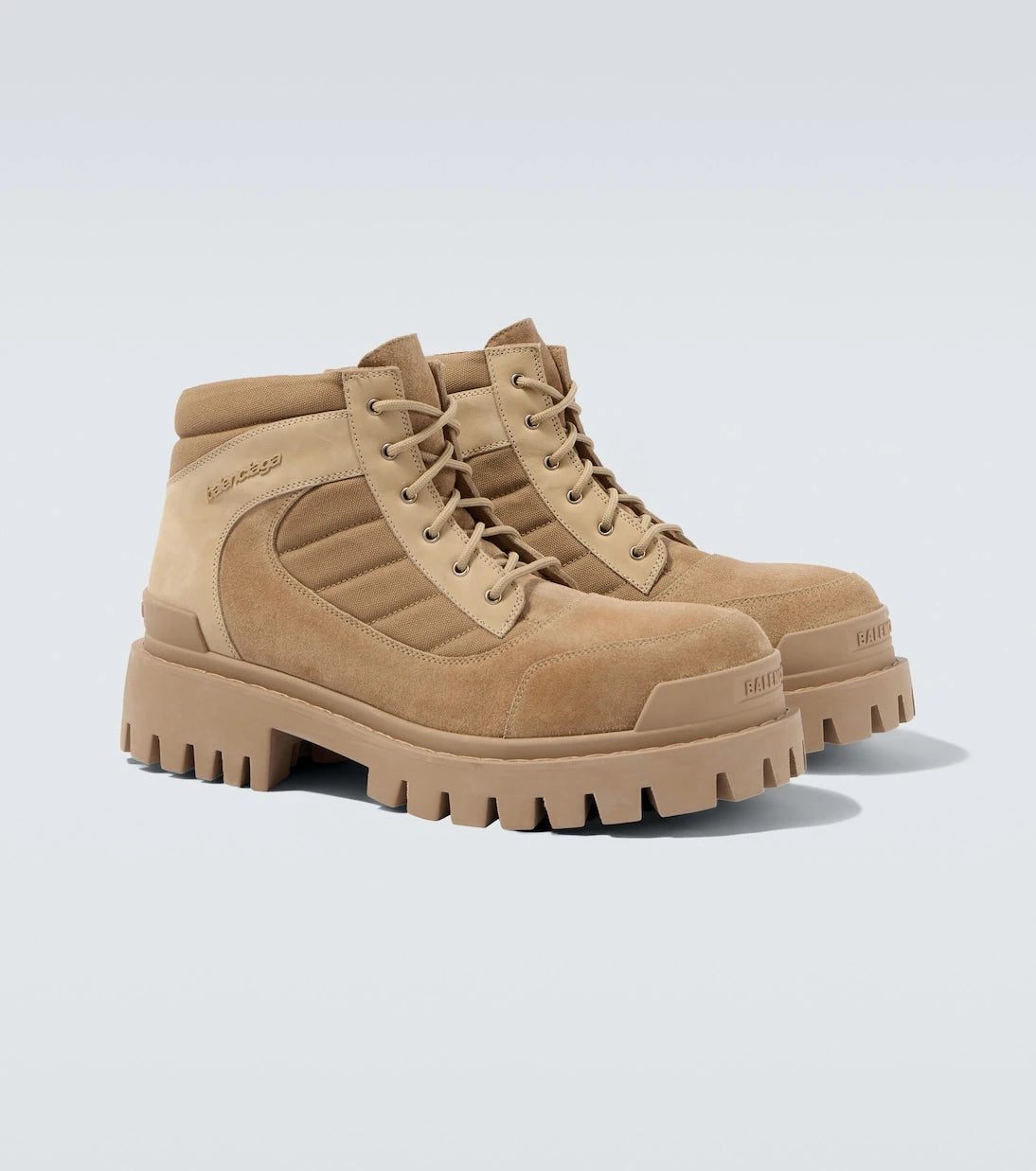 Balenciaga - Combat Strike suede-trimmed lace-up boots