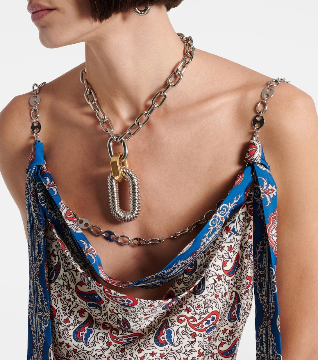 Rabanne - Chain-detail paisley satin camisole