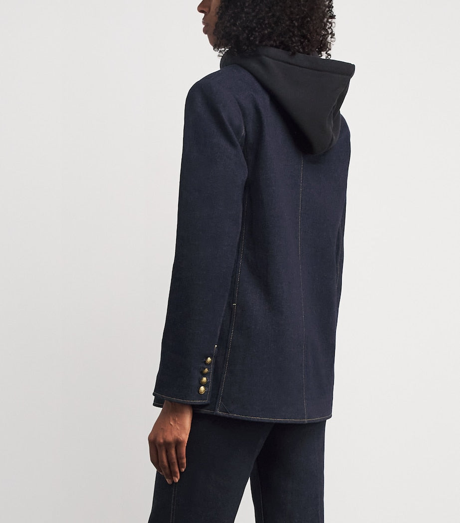 Alice+Olivia Black Denim Hoodie-Insert Jordan Blazer