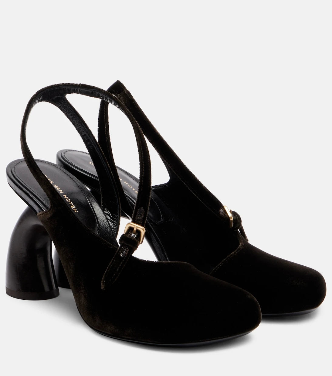Dries Van Noten - 95 velvet slingback pumps