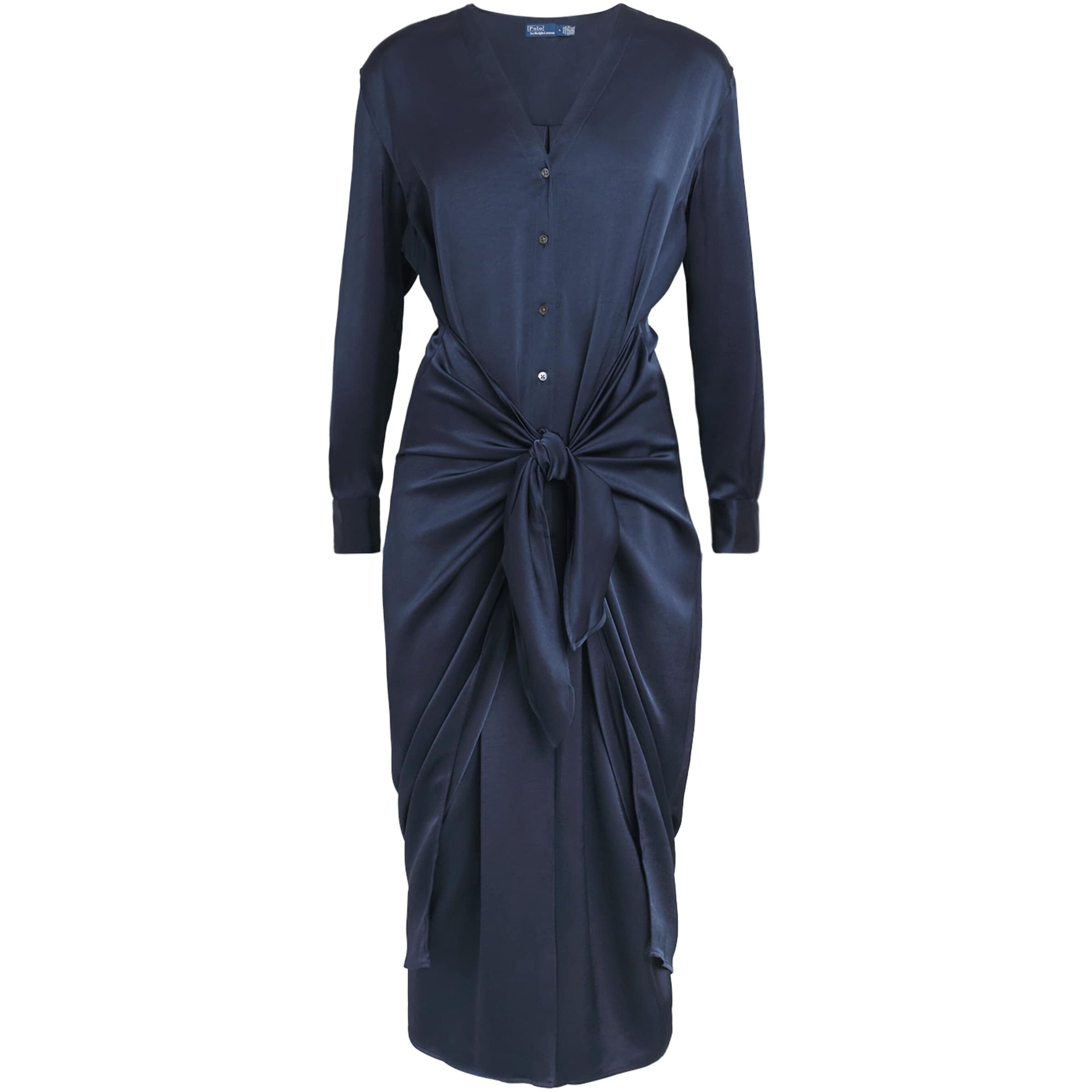 Polo Ralph Lauren Blue Satin Midi Shirt Dress