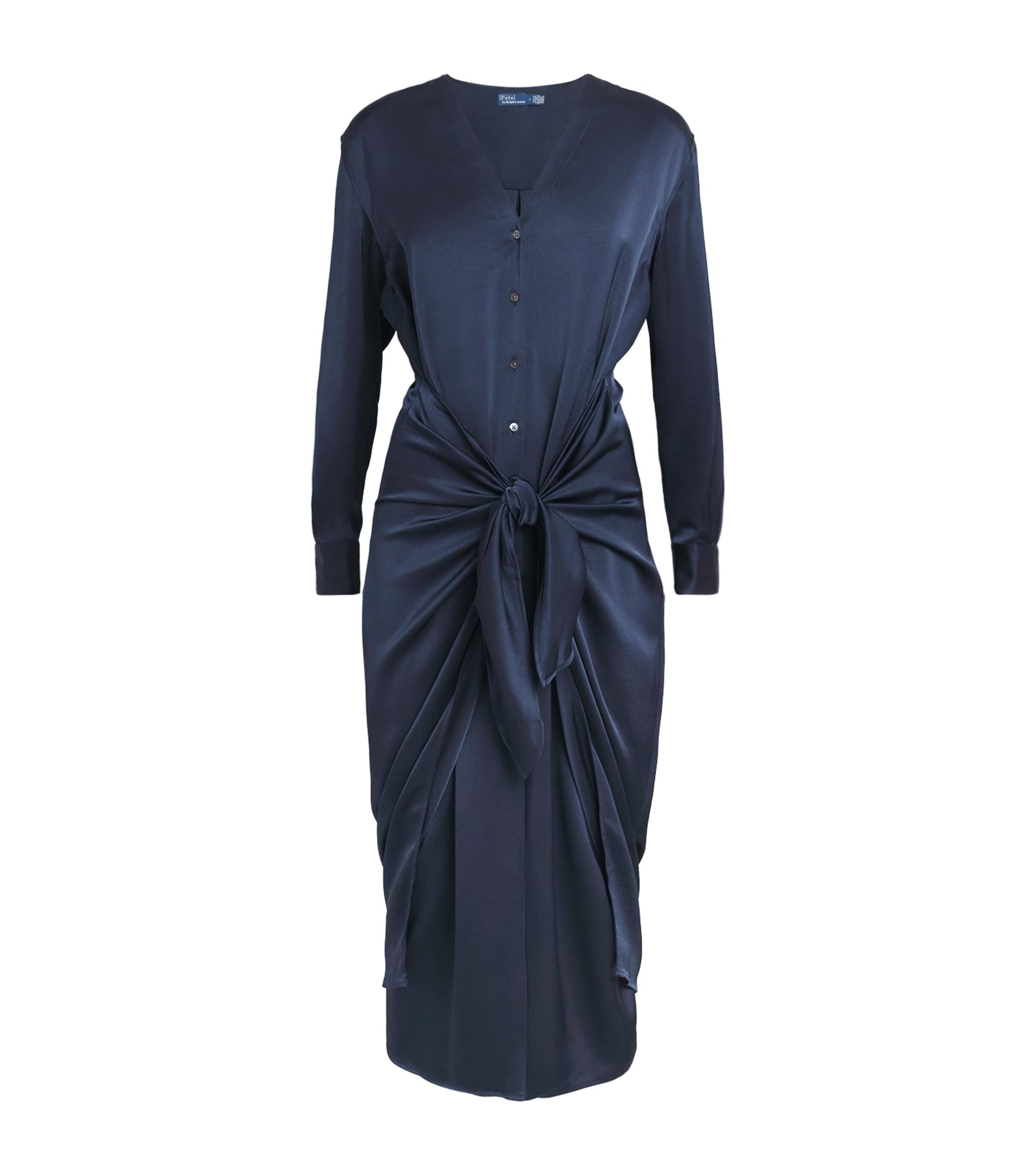 Polo Ralph Lauren Blue Satin Midi Shirt Dress