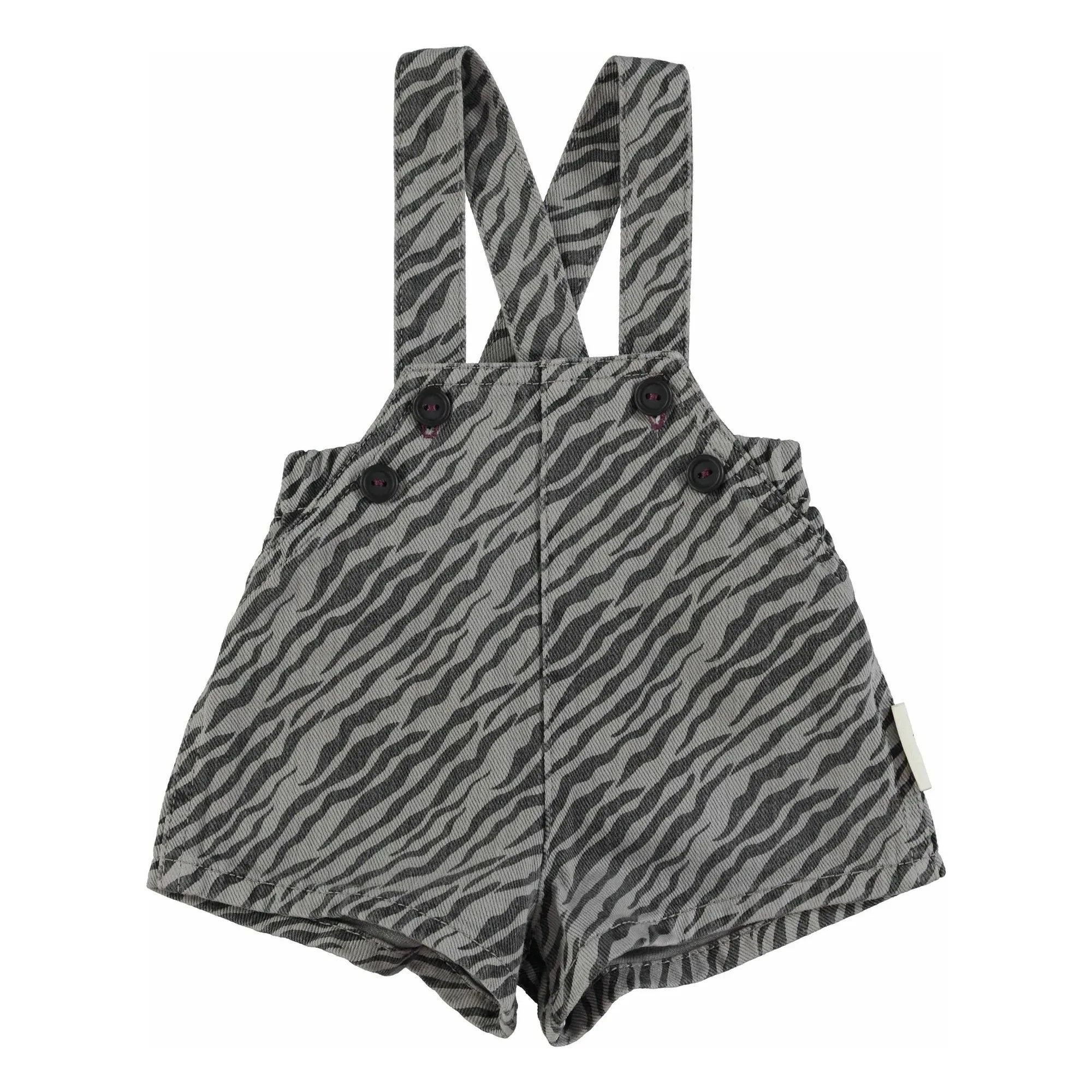 Piupiuchick - Zebra Short Dungarees | Grey