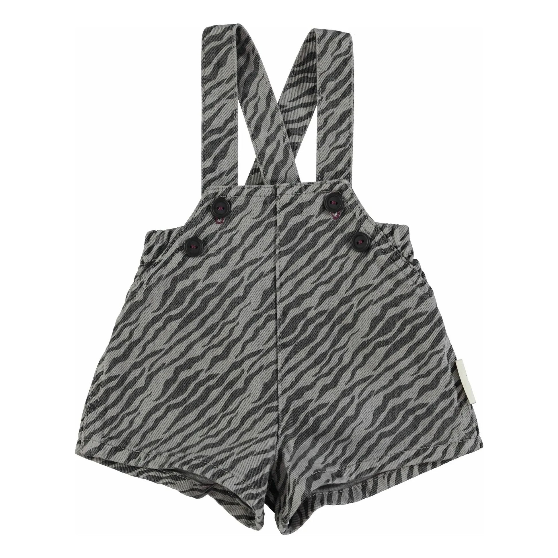 Piupiuchick - Zebra Short Dungarees | Grey