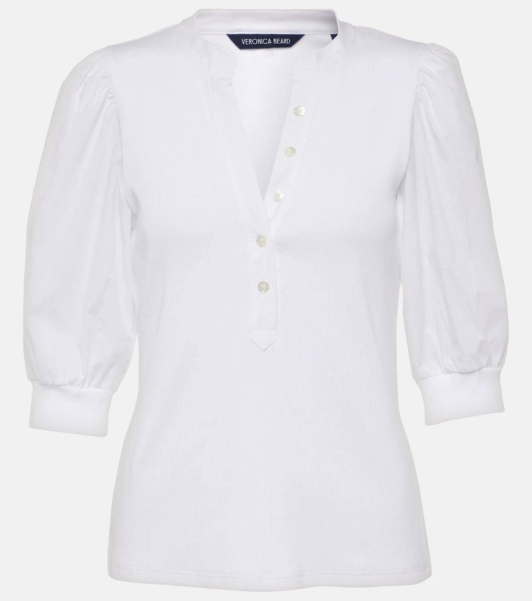 Veronica Beard - Coralee puff-sleeve cotton-blend top