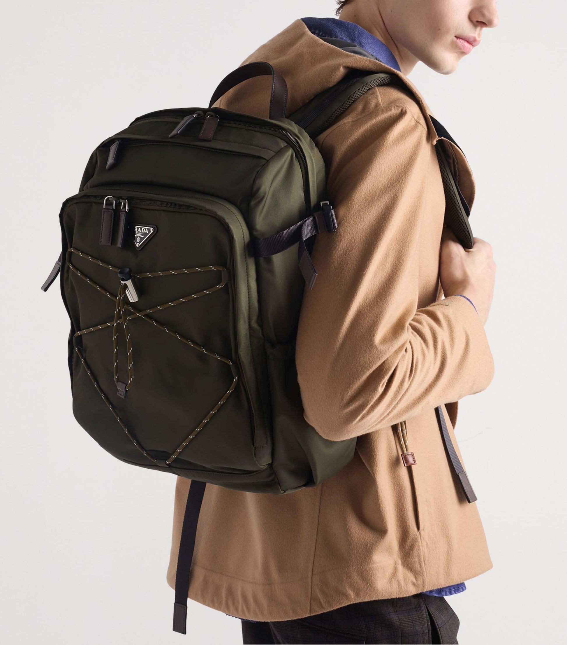 Prada Re-Nylon and Leather Drawstring Backpack