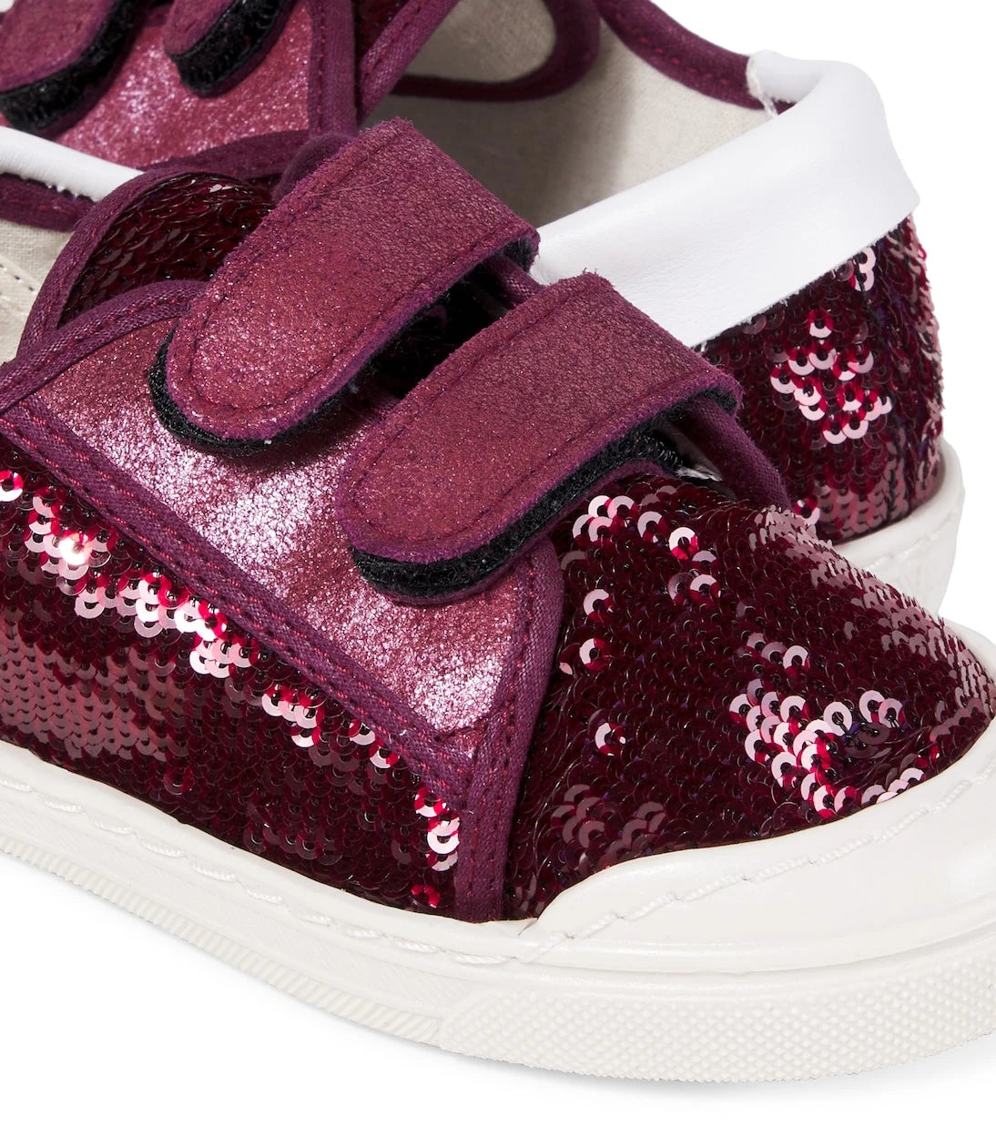PèPè - Sequined leather-trimmed sneakers