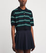 Sandro Paris Blue Striped Cropped Polo Sweater