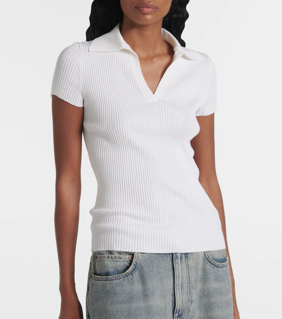 Balenciaga - Ribbed-knit wool-blend polo sweater