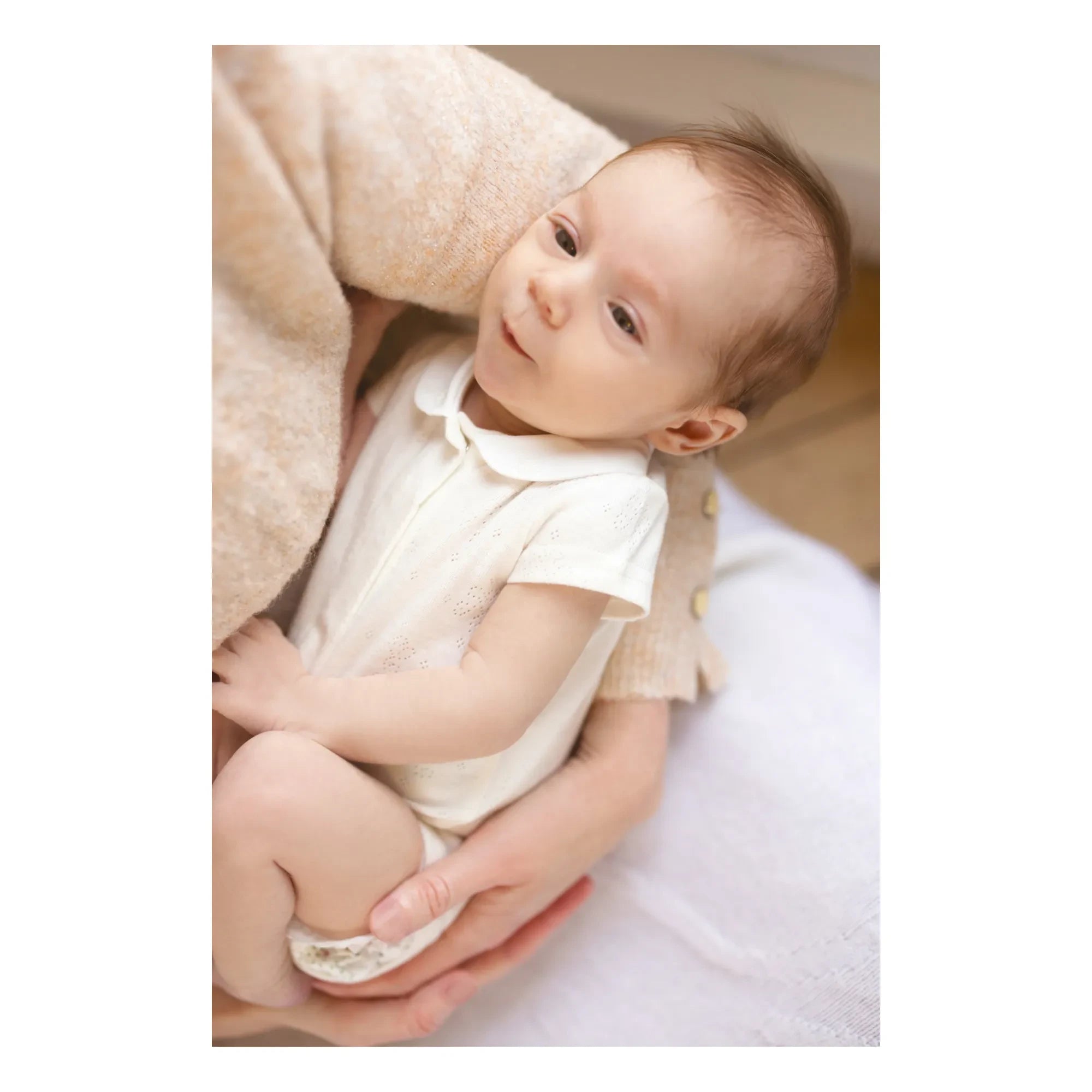 Tartine et Chocolat - Organic Cotton Pointelle Baby Bodysuit | Ecru