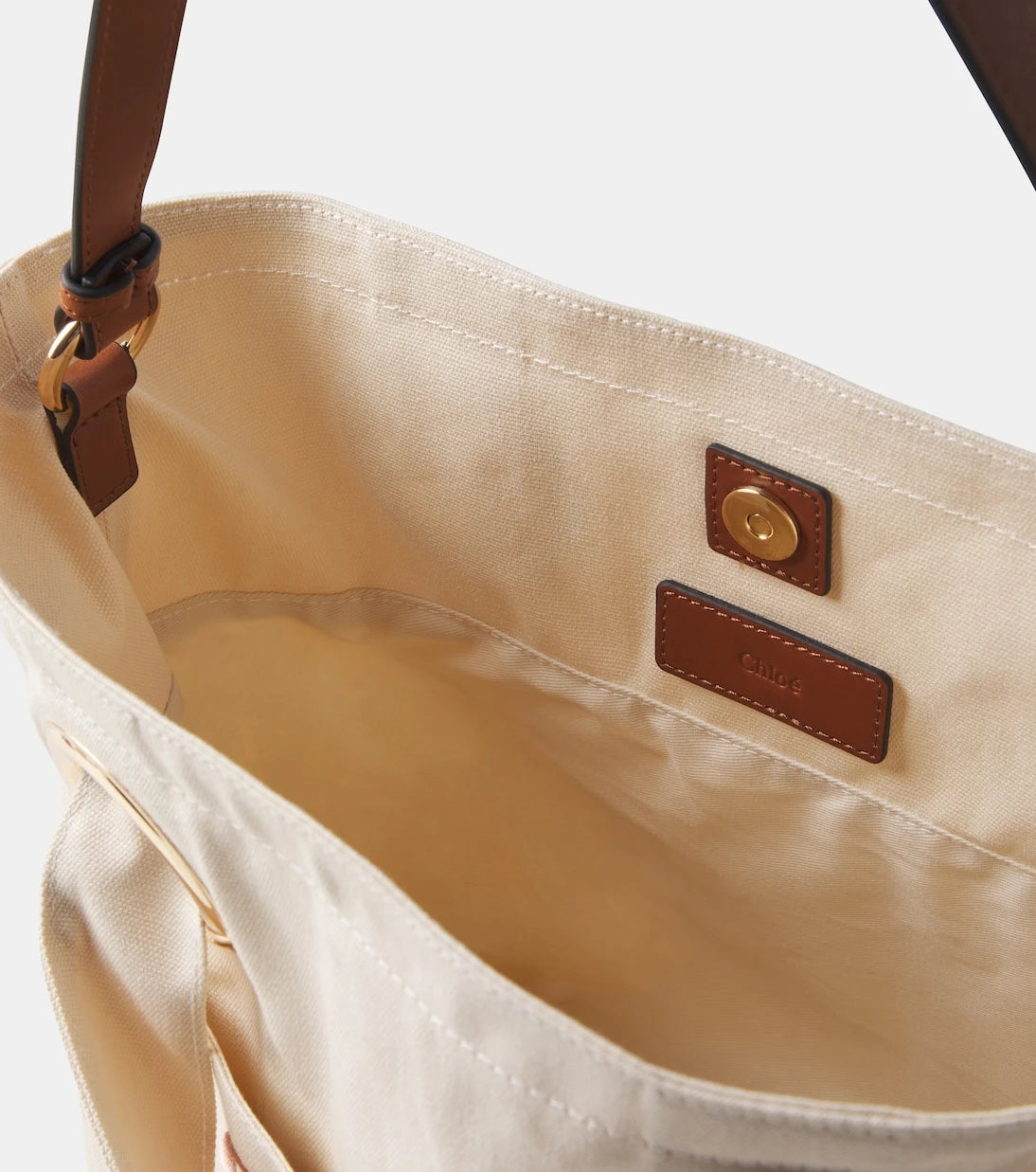 Chloé Kids - Logo leather-trimmed canvas basket bag