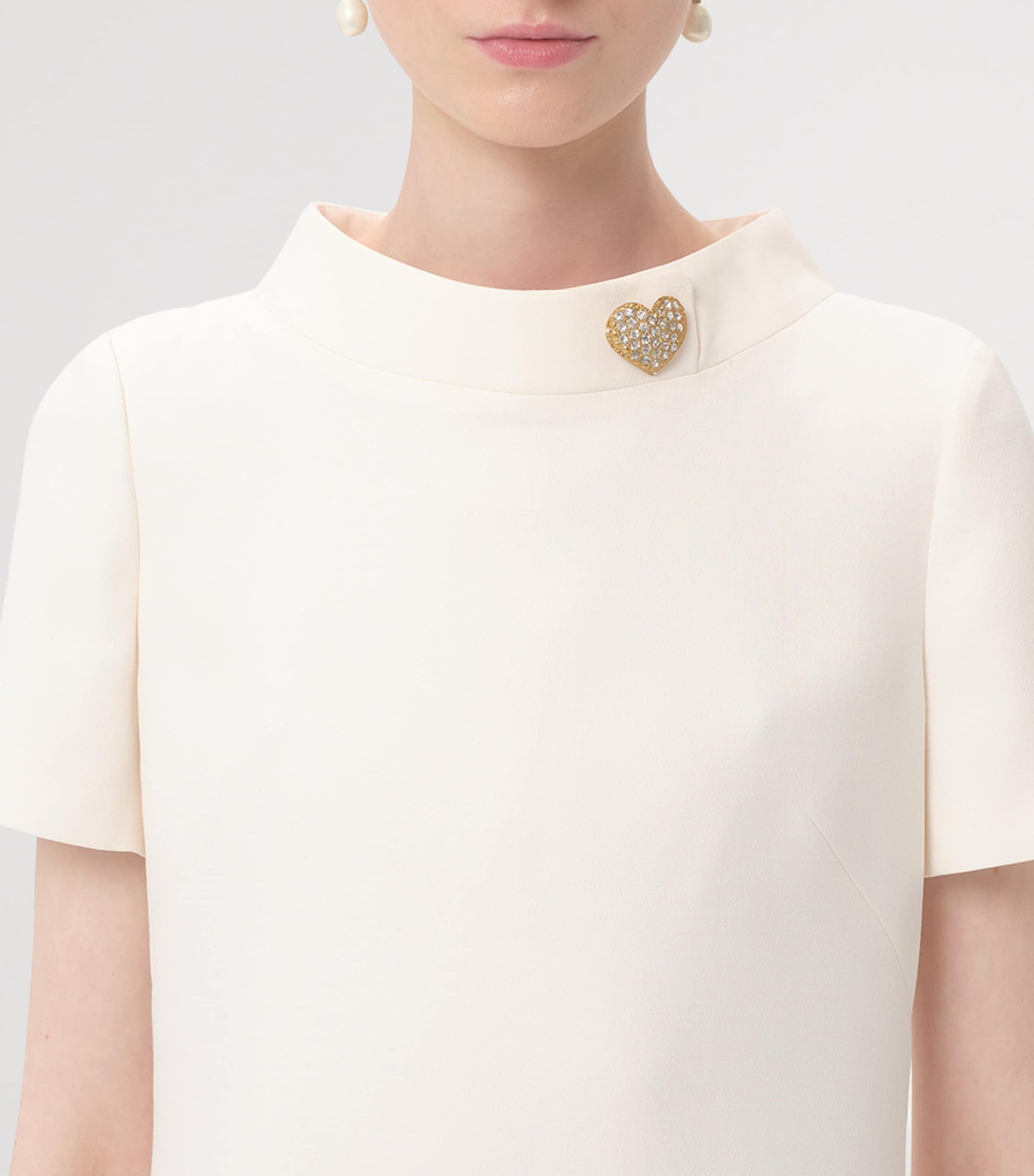 Valentino Ivory Wool-Silk Embellished Mini Dress