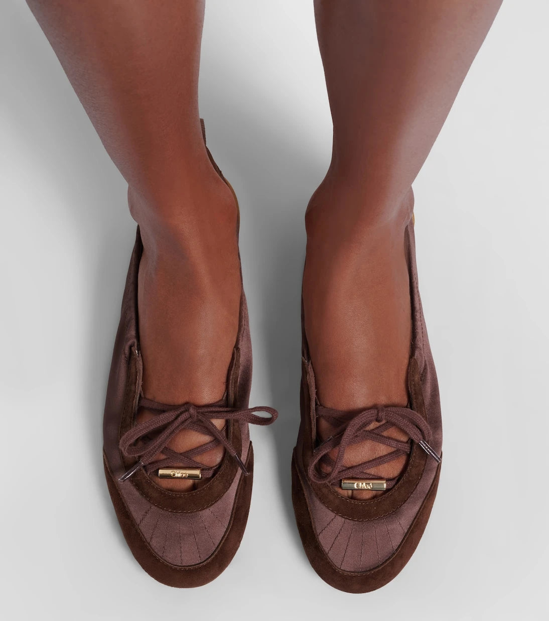 Chloé - Chloé Kick suede-trimmed satin flats