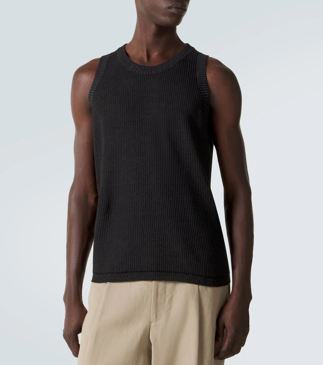 Brioni - Ribbed-knit cotton, linen, and silk tank top