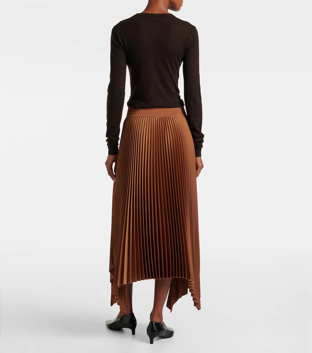 Joseph - Ade plissé asymmetric crêpe midi skirt