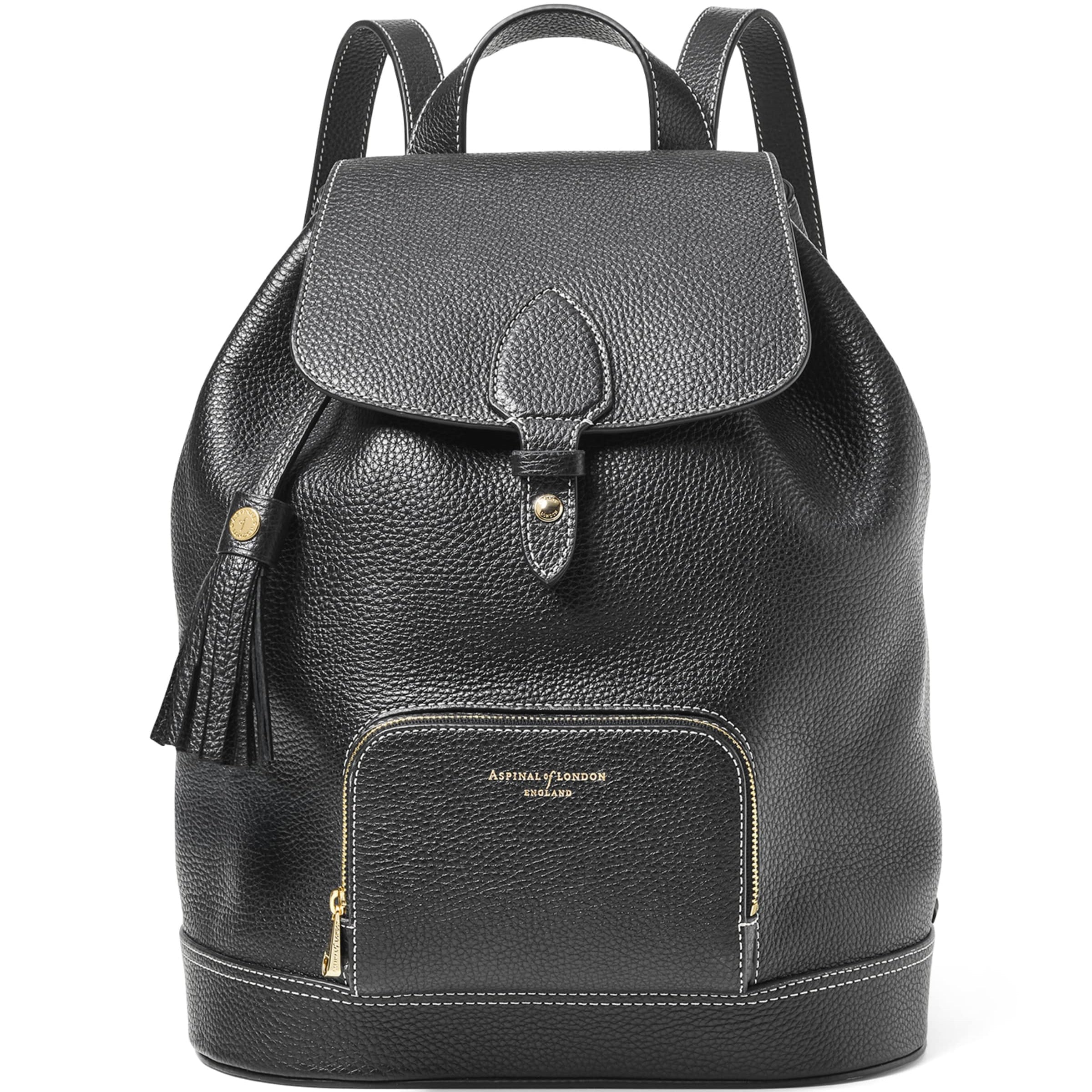Aspinal Of London Black Small Leather Hudson Backpack
