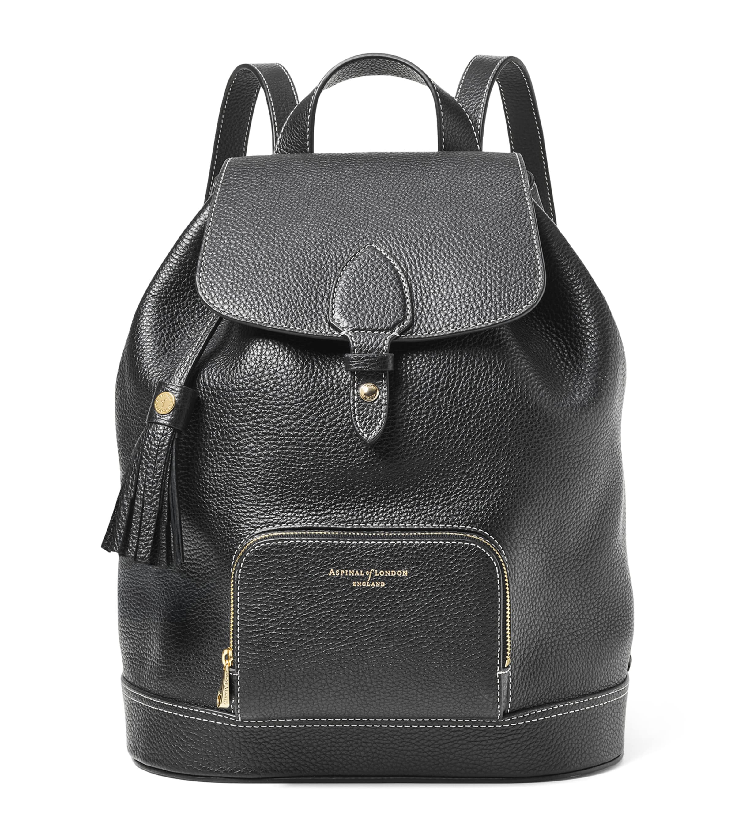 Aspinal Of London Black Small Leather Hudson Backpack
