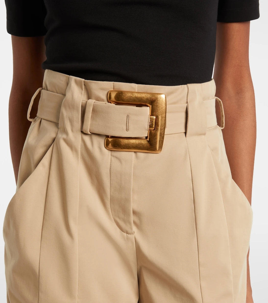 Balmain - Belted cotton gabardine shorts