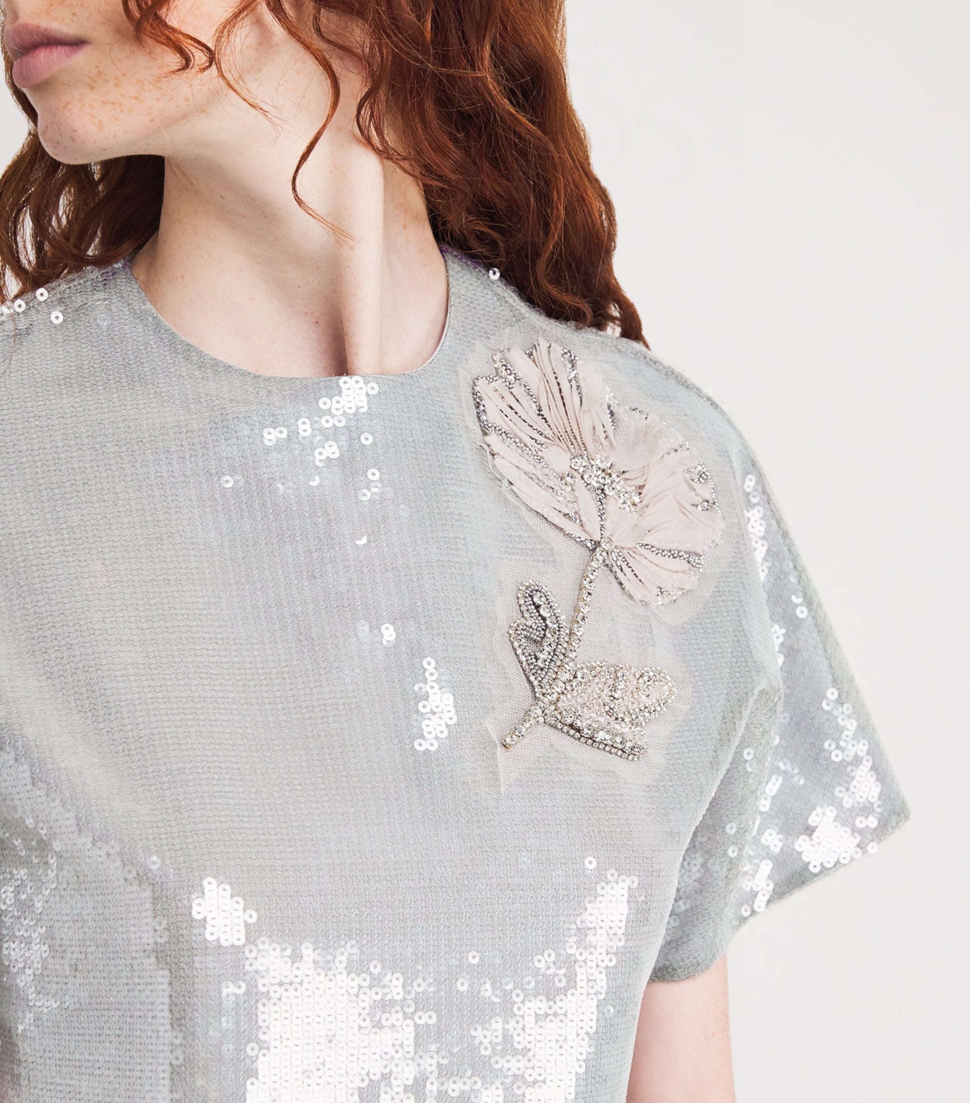 Silver Sequin Floral Sammie Top