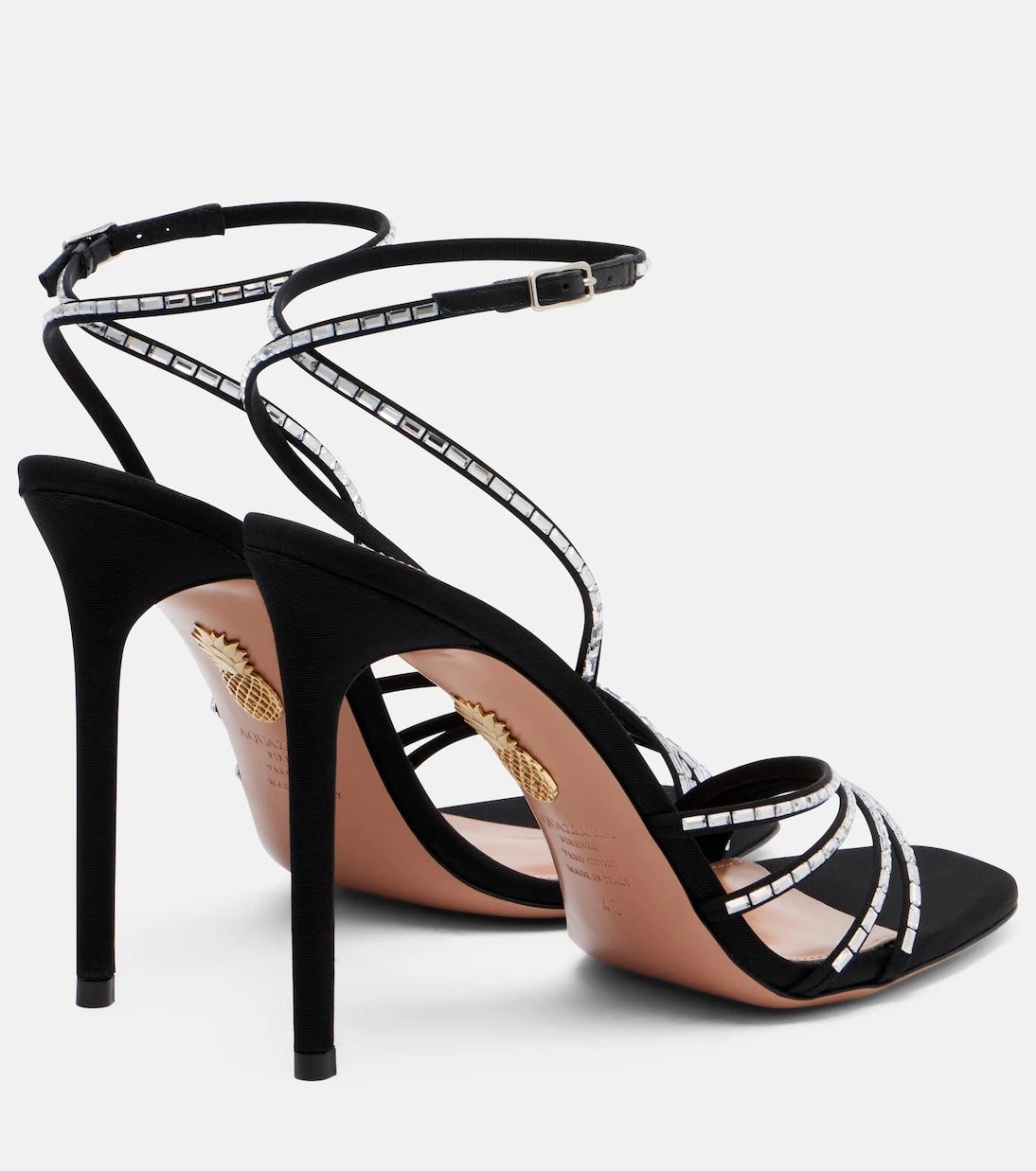 Aquazzura - Mistica 105 embellished satin sandals